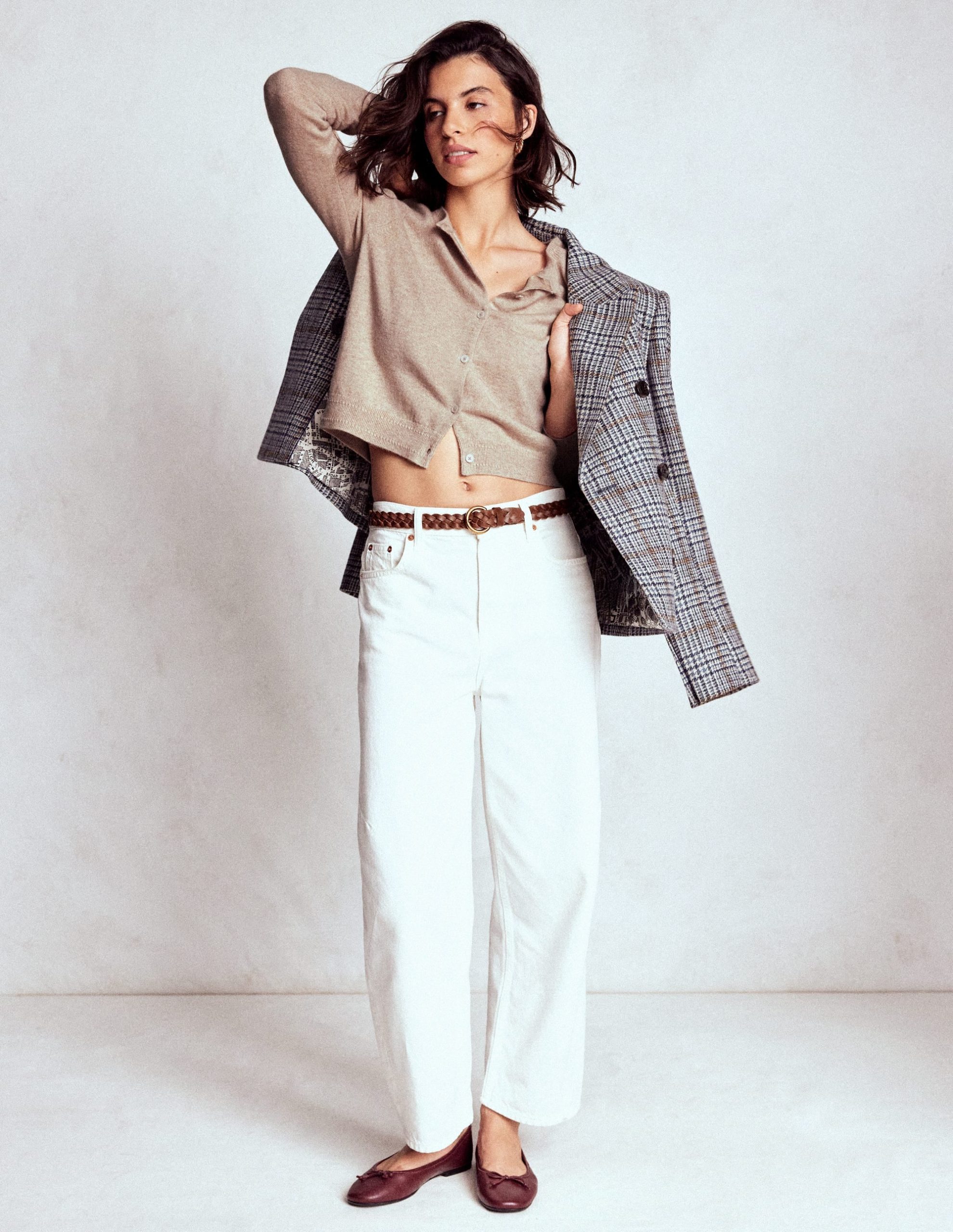 Eva Cashmere Cropped Cardigan-Chinchilla Melange - Image 4