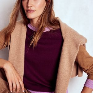Meg Saddle Sleeve Sweater-Plum Jam.  Colour Block