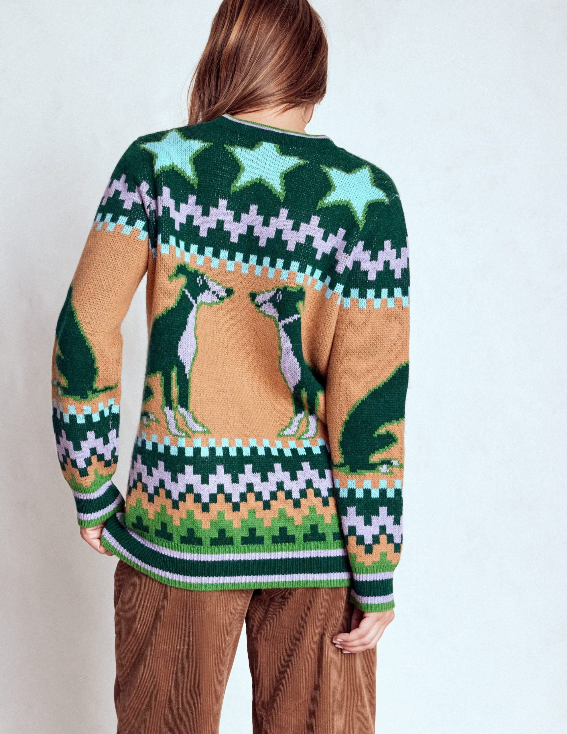 Quinn Boyfriend Cardigan-Emerald Night Whippet - Image 4