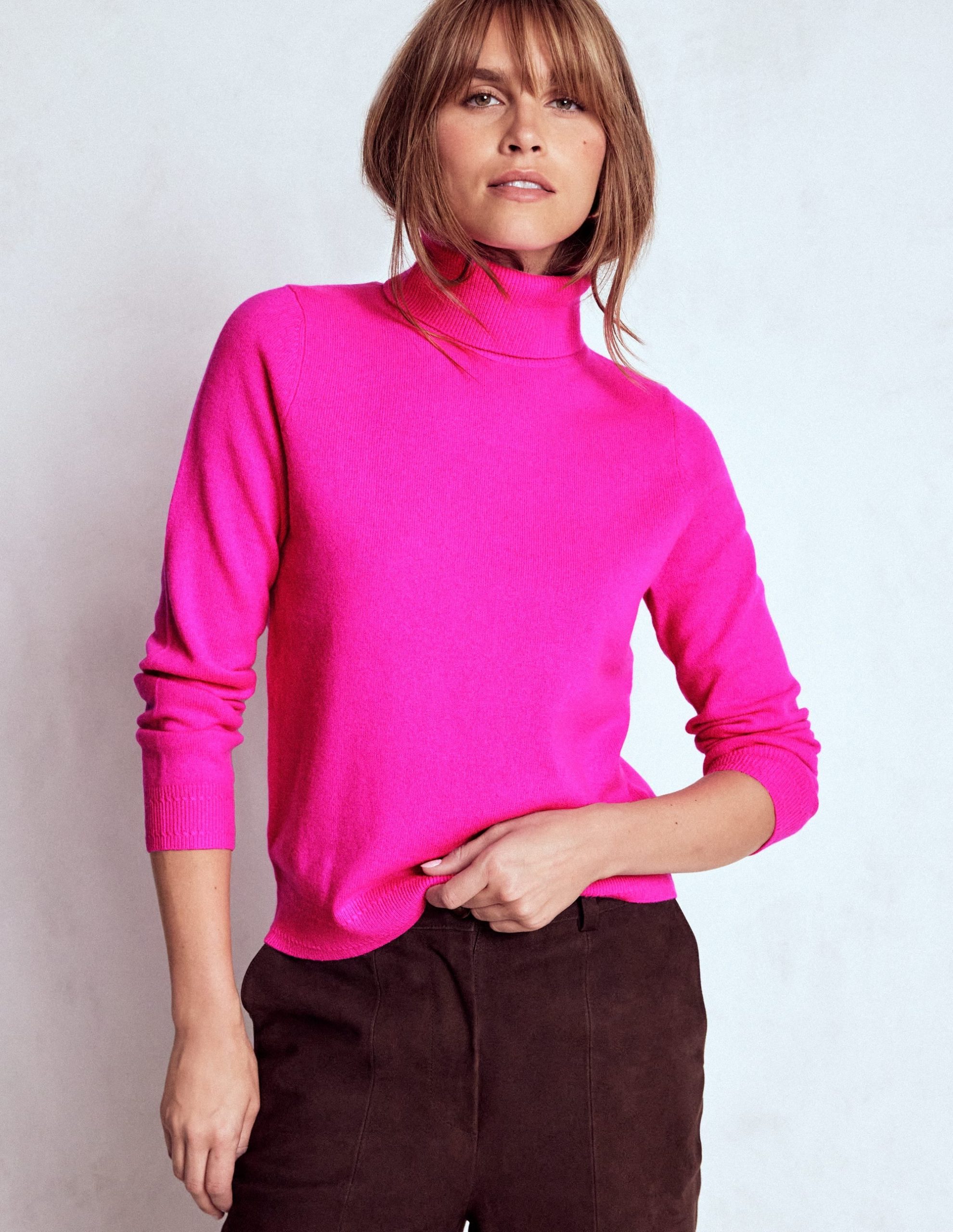 Eva Cashmere Roll Neck Sweater-Pop Pansy - Image 2