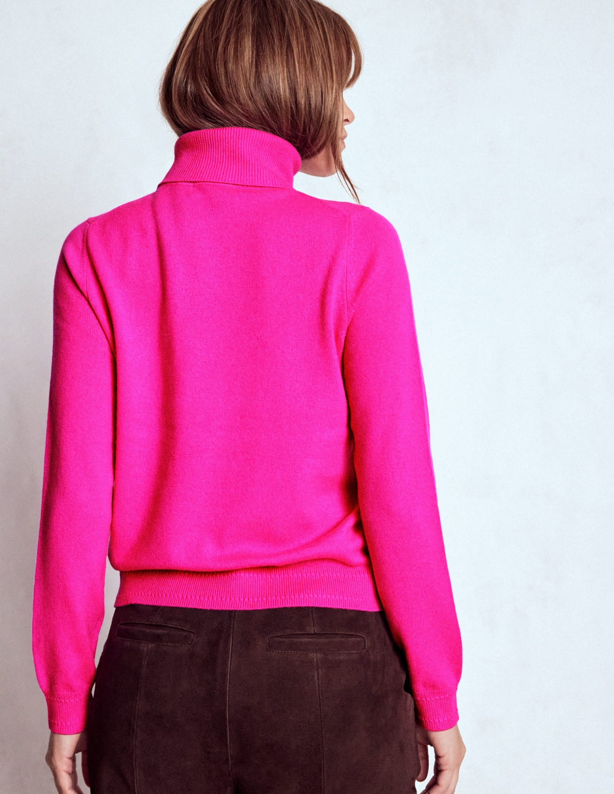 Eva Cashmere Roll Neck Sweater-Pop Pansy - Image 3