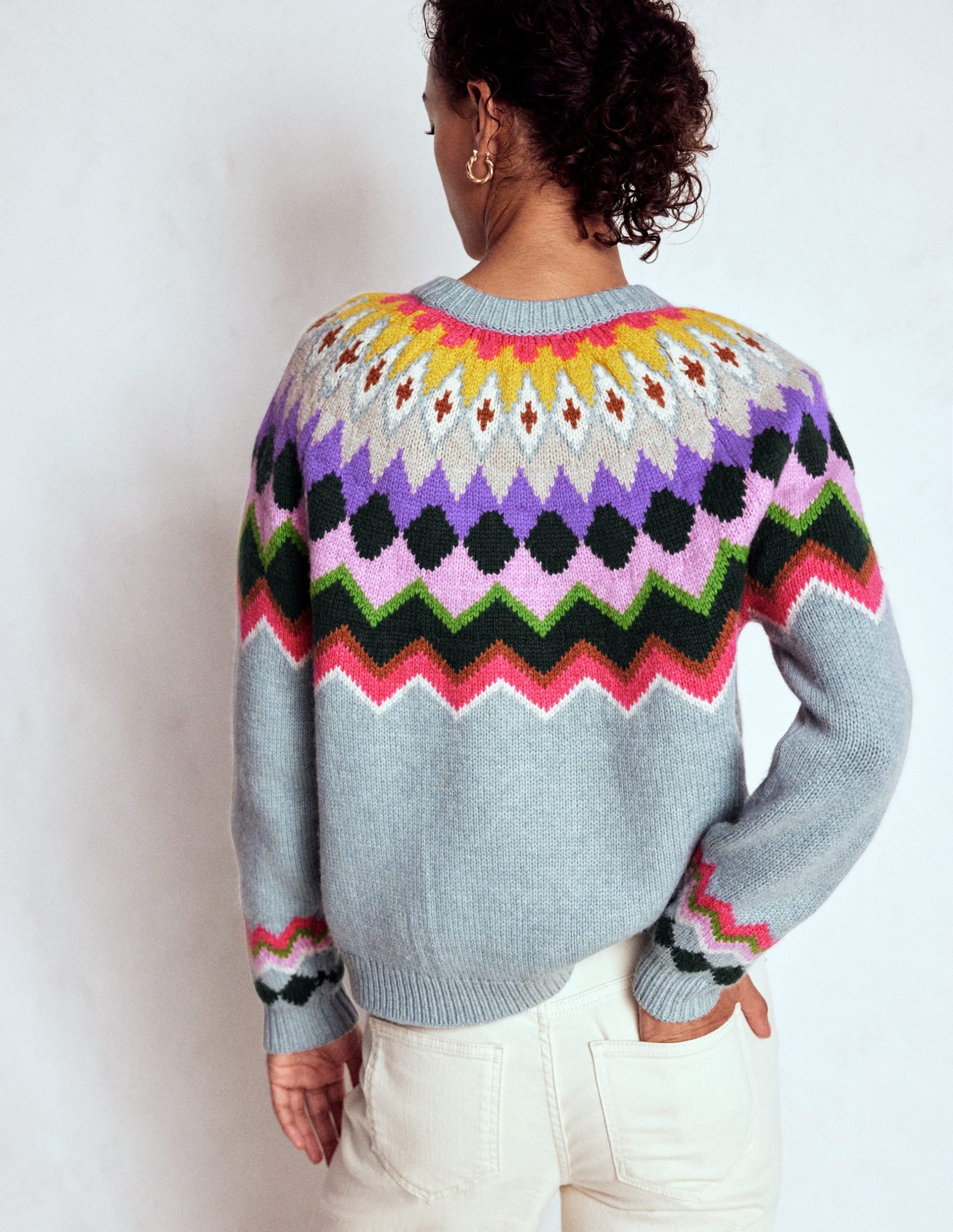 Eleanor Fair Isle Sweater-Tourmaline Blue Melange - Image 3