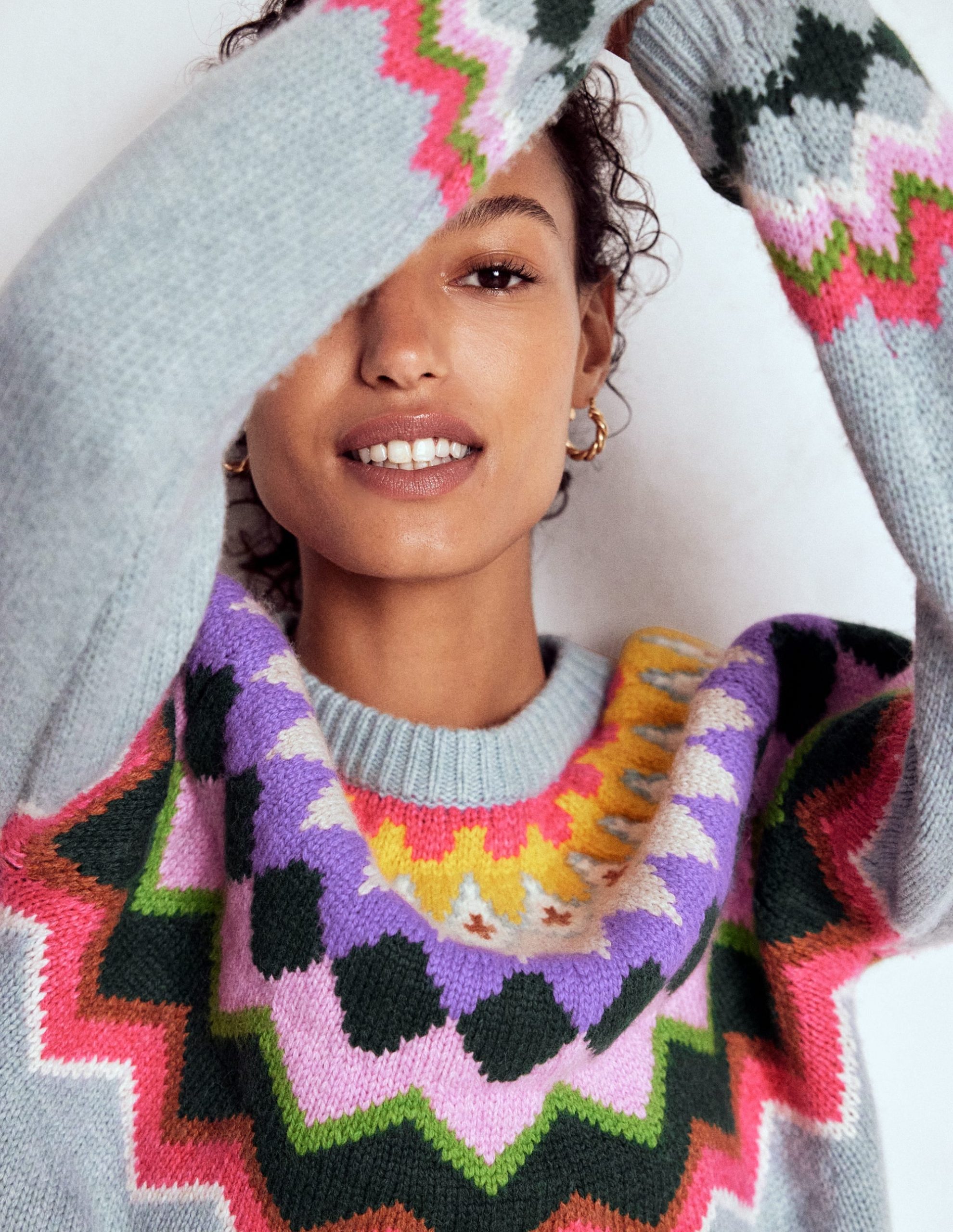 Eleanor Fair Isle Sweater-Tourmaline Blue Melange - Image 5