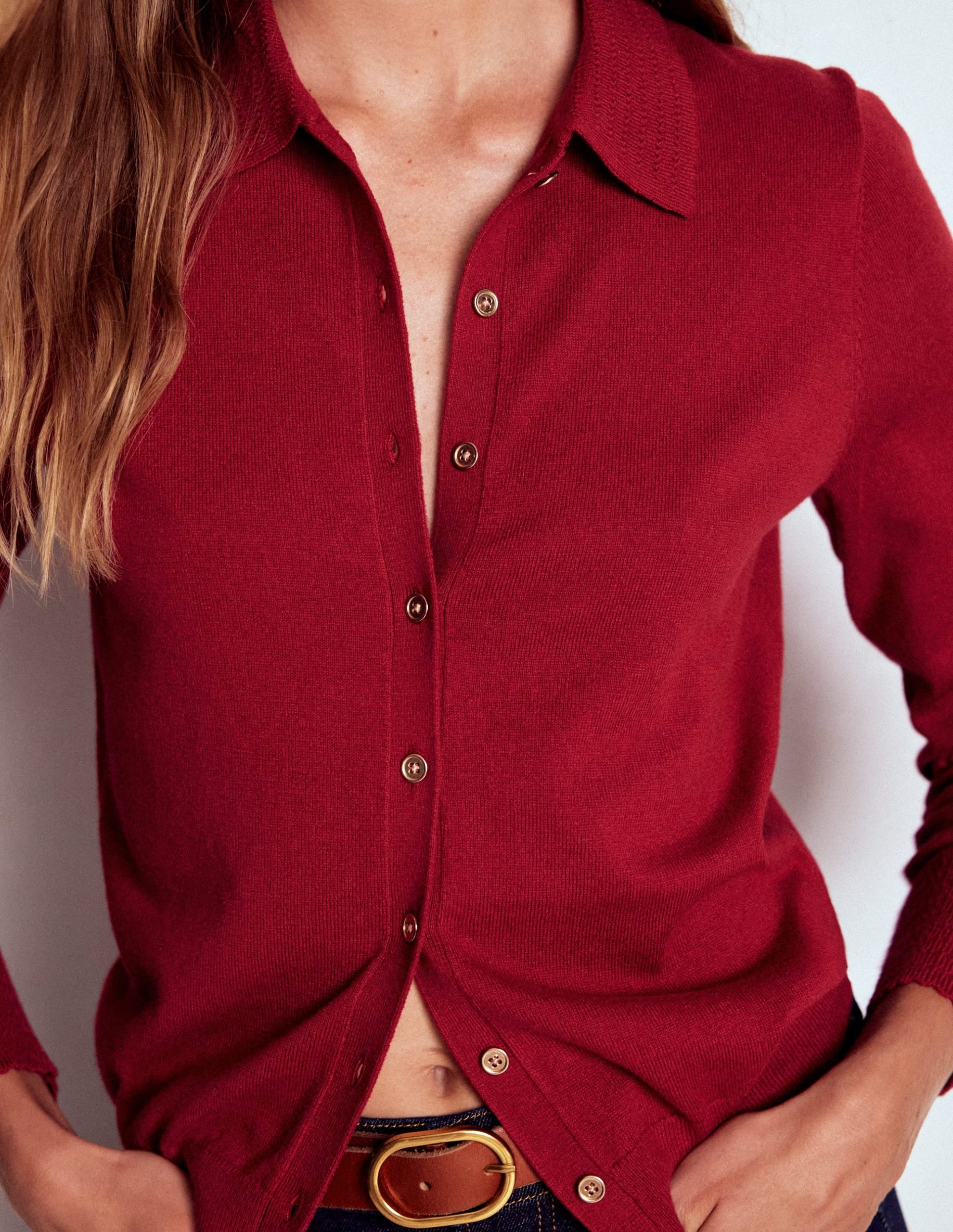 Briony Stitch Cardigan-Crimson Red - Image 2