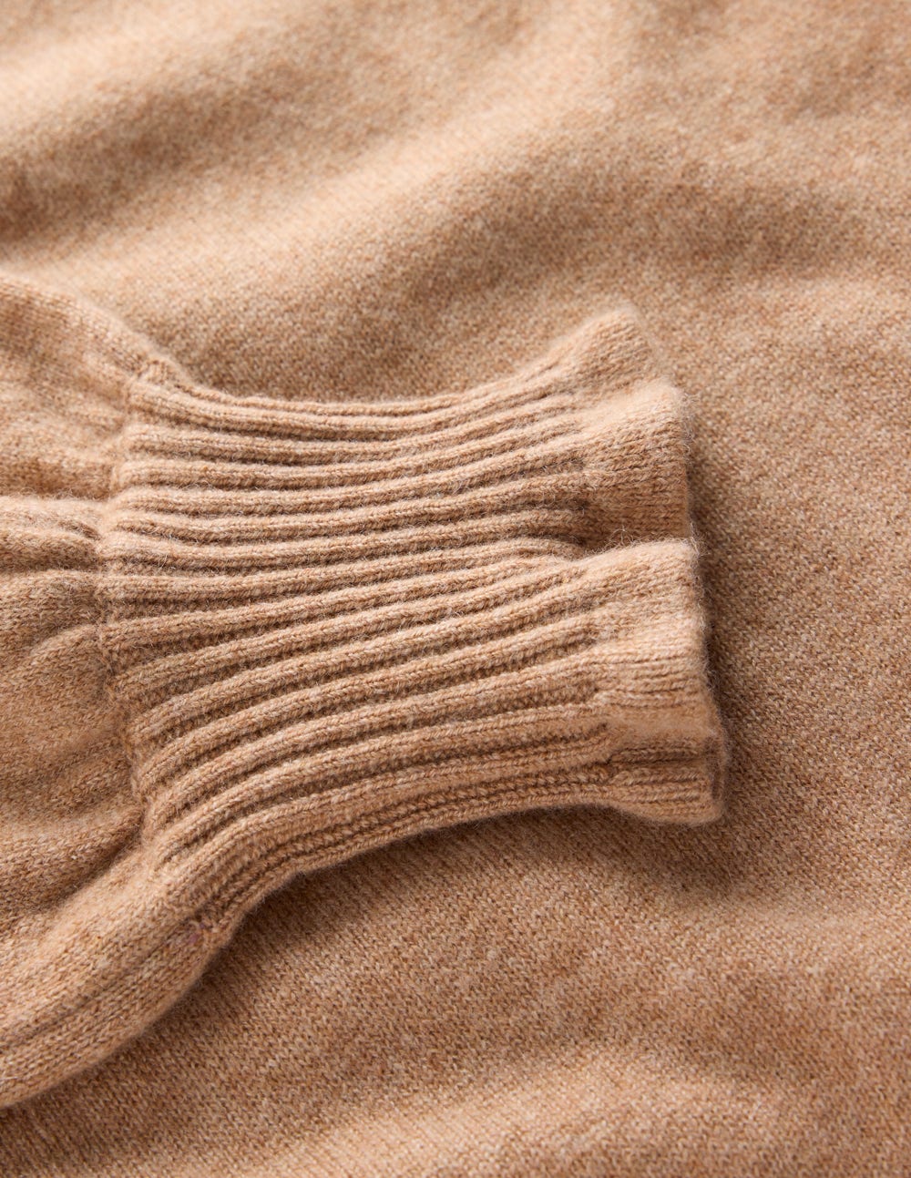 Frill Trim Cashmere Sweater-Camel Melange - Image 6