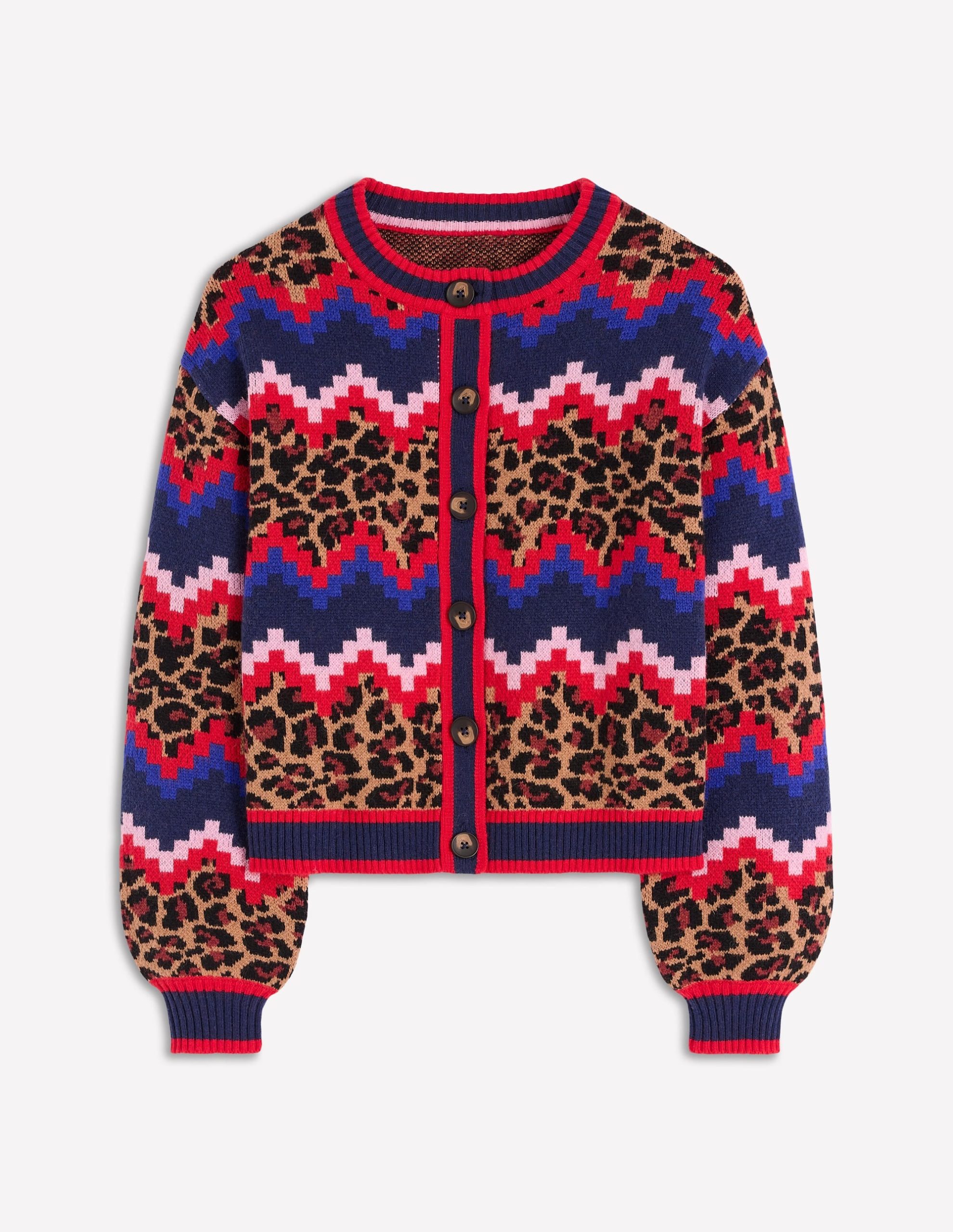 Abi Jacquard Cardigan-Multi Fair Isle. Leopard - Image 7