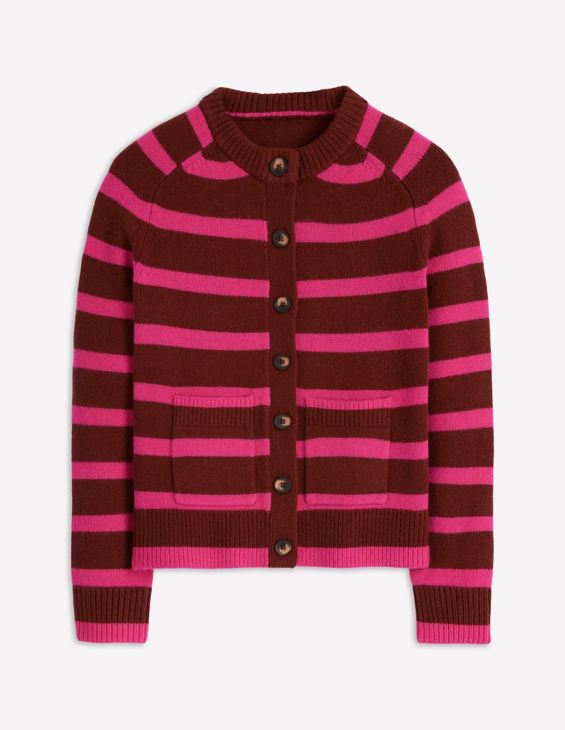 Marion Merino Cardigan-Raw Umber. Brilliant Pink - Image 6
