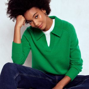 Marion Merino Henley Sweater-Rich Emerald