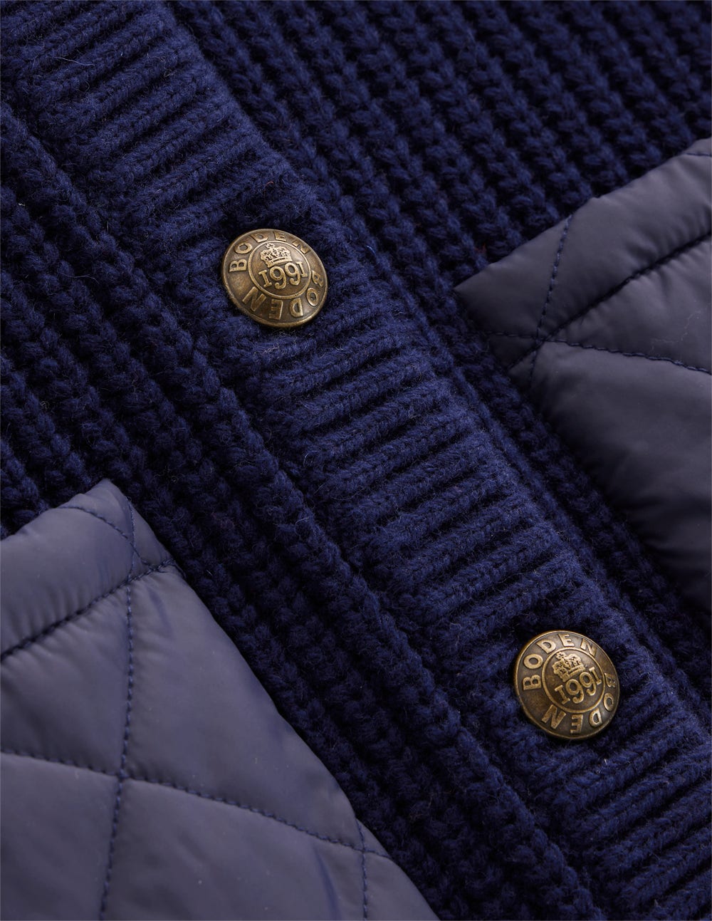 Short Quilted Knitted Jacket-Navy - Image 8