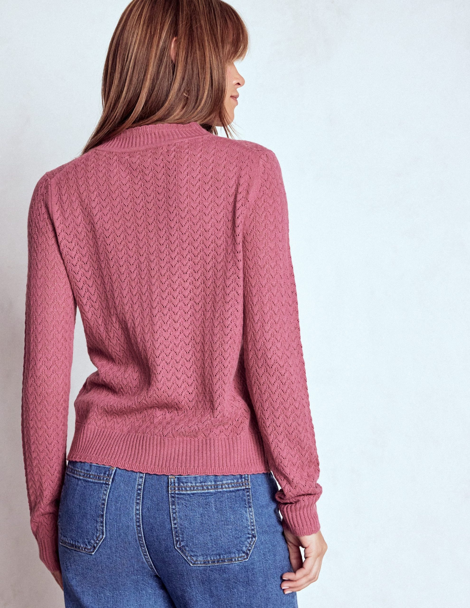 Diane Pointelle Cardigan-Pink Heather