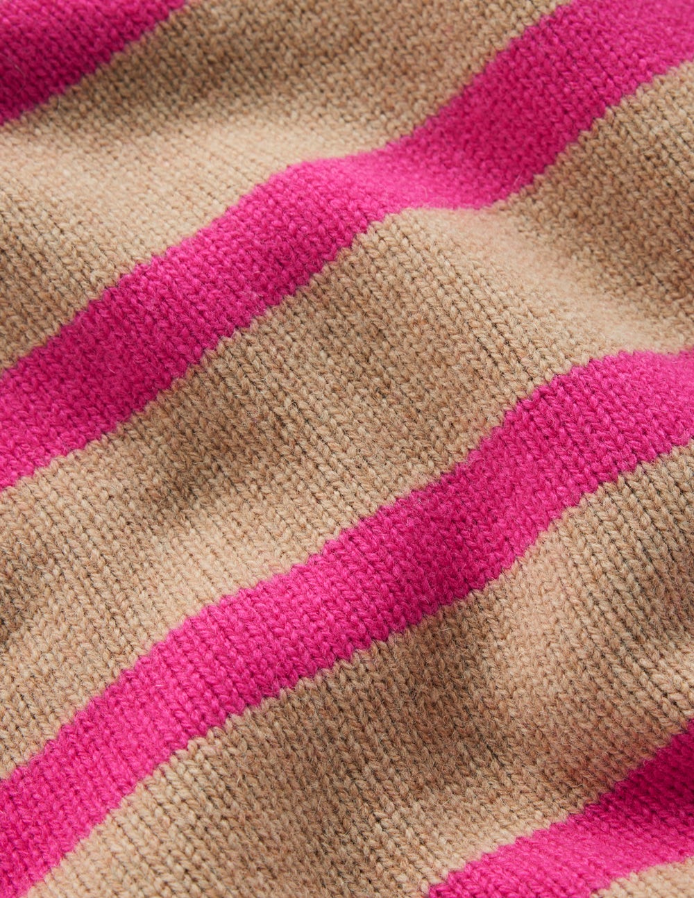 Marion Merino Rib Neck Sweater-Camel. Brilliant Pink Stripe - Image 6