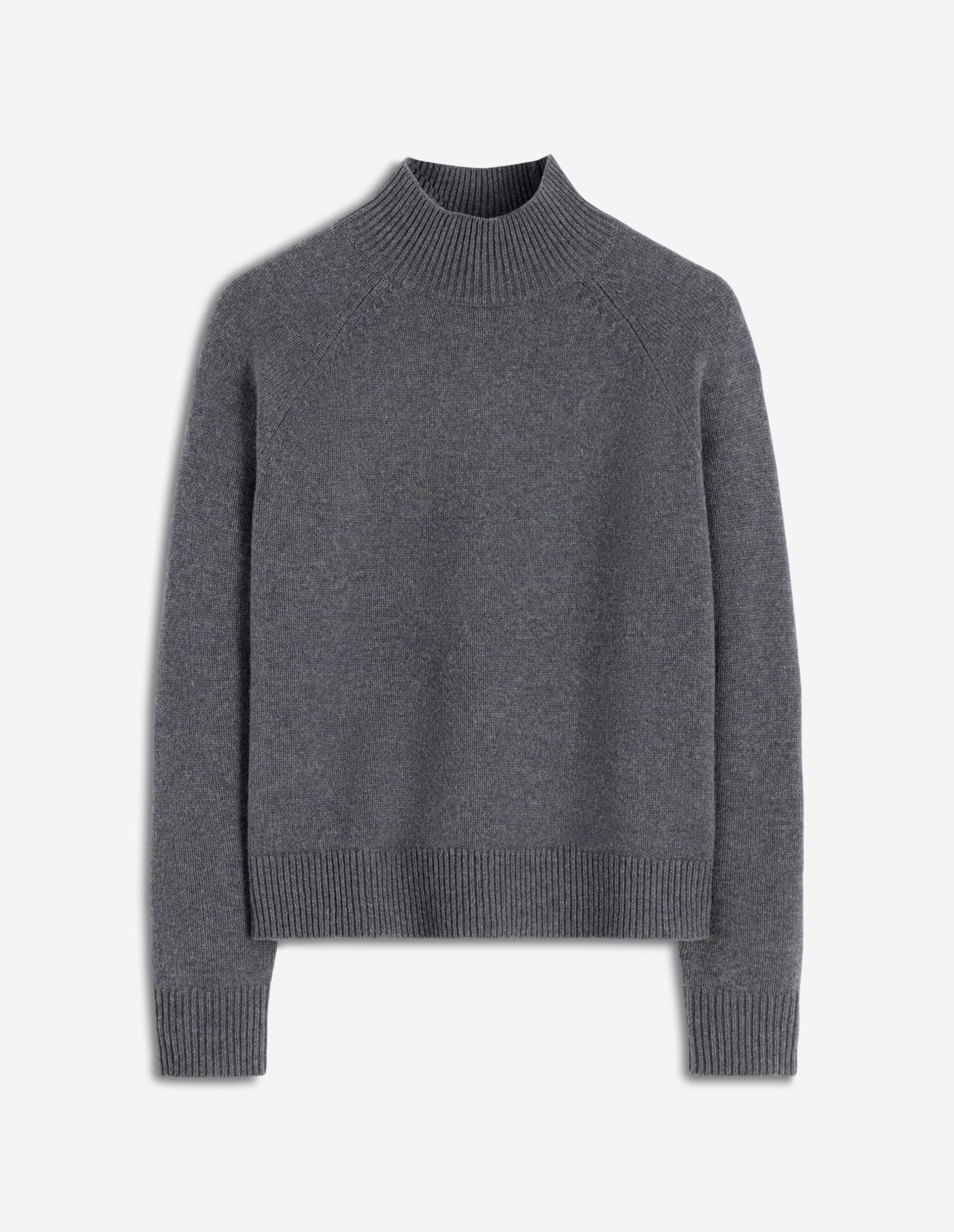 Marion Merino Rib Neck Sweater-Charcoal Melange - Image 5