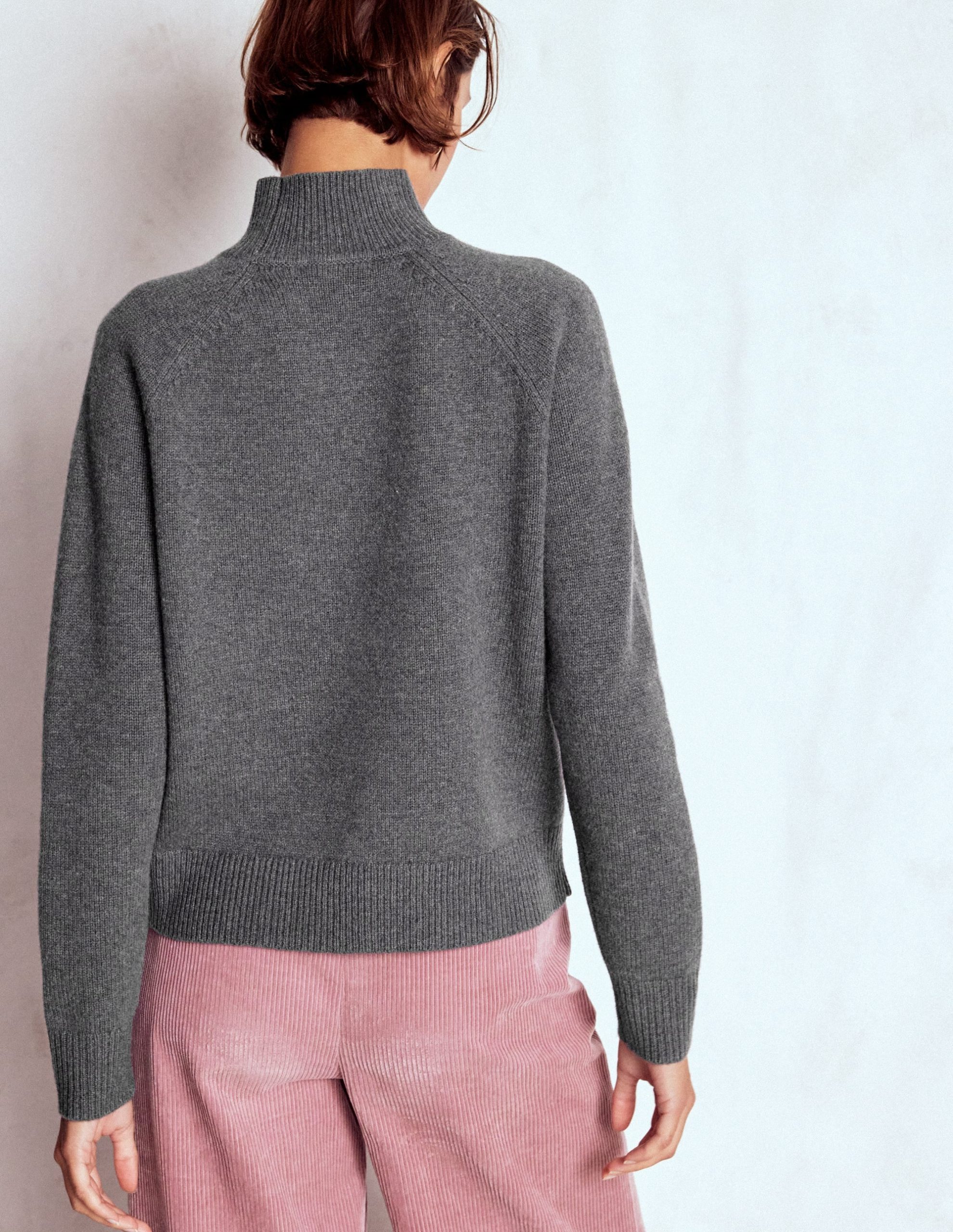 Marion Merino Rib Neck Sweater-Charcoal Melange - Image 3