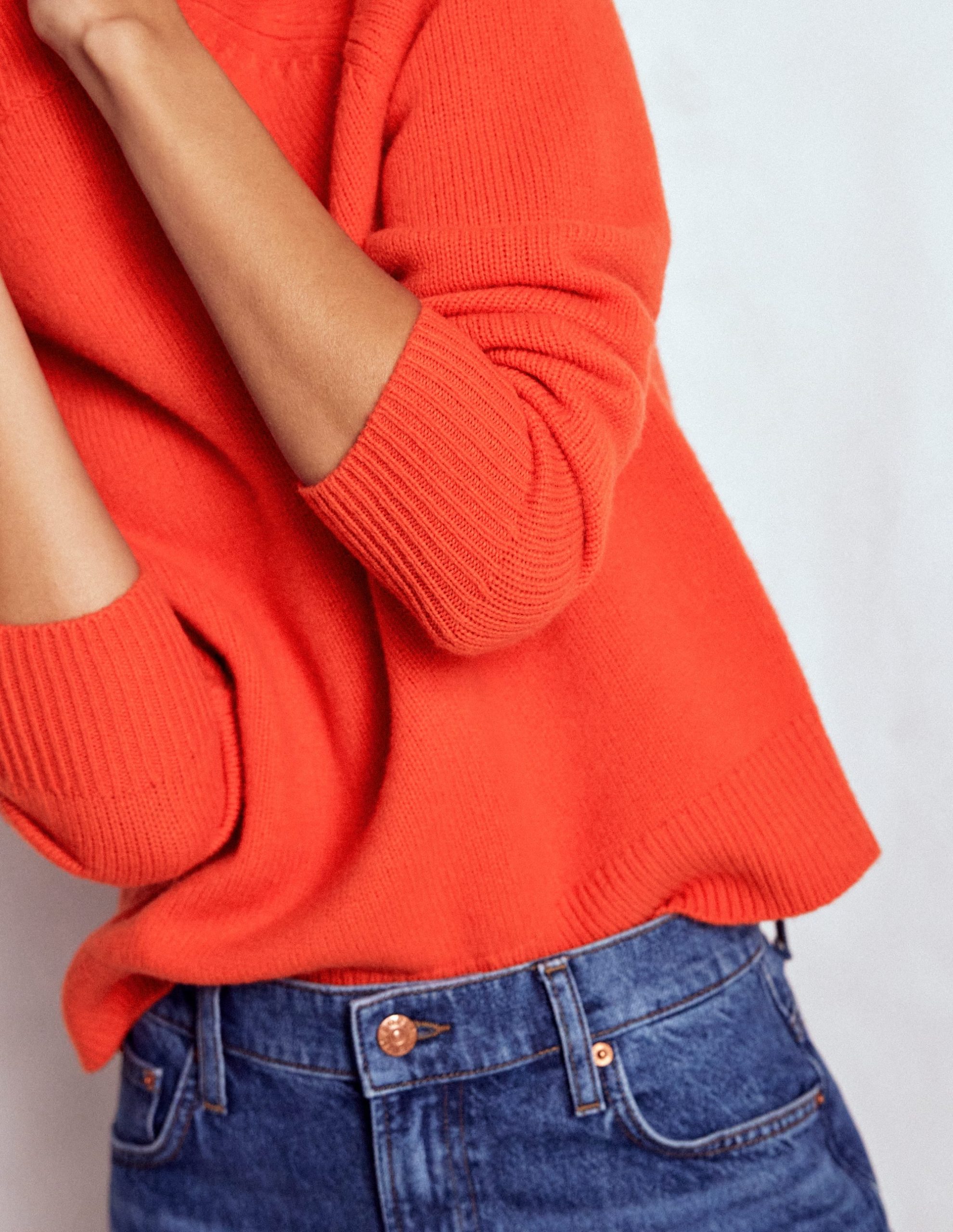 Marion Merino Rib Neck Sweater-Gladioli Orange - Image 3