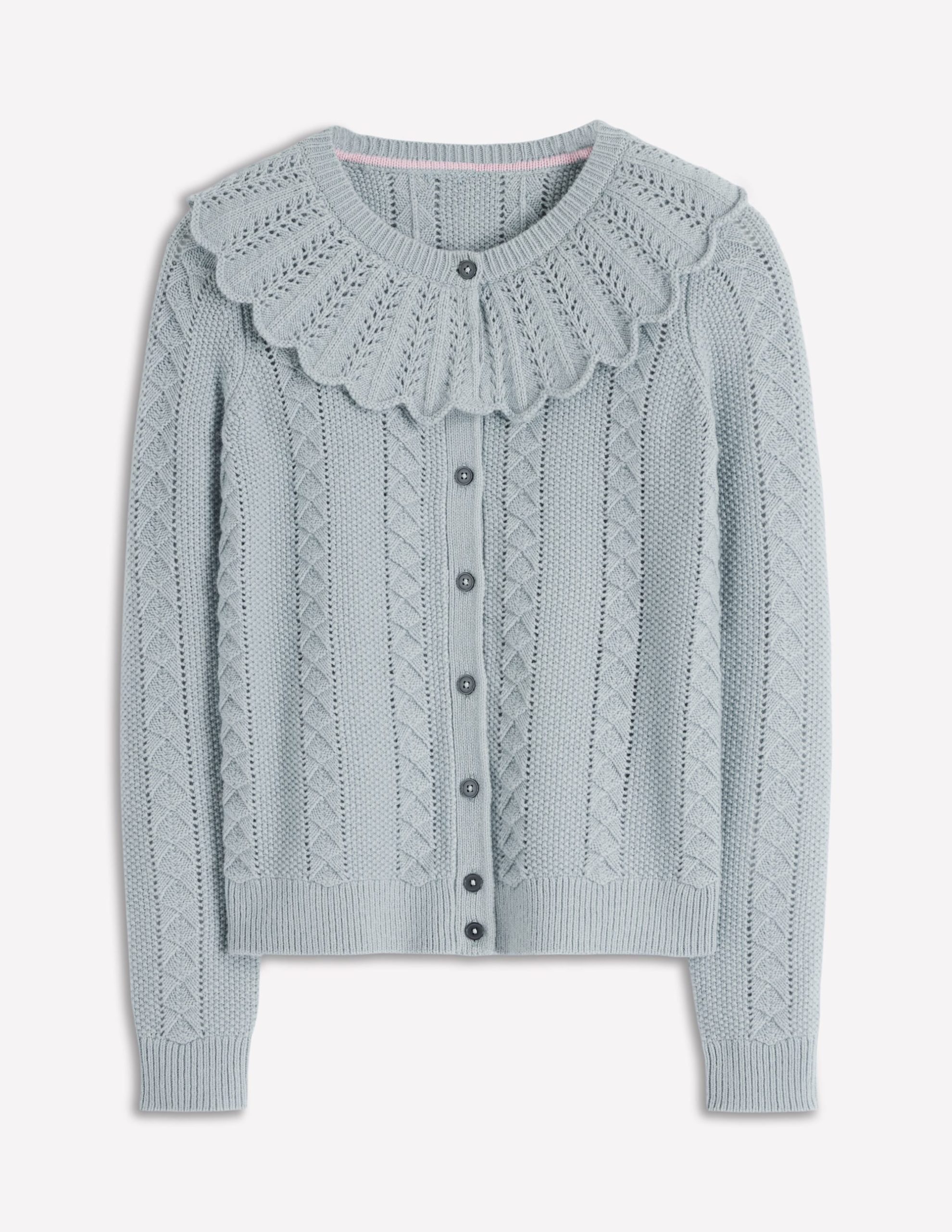 Scallop Collar Cardigan-Seamist Blue Melange - Image 6