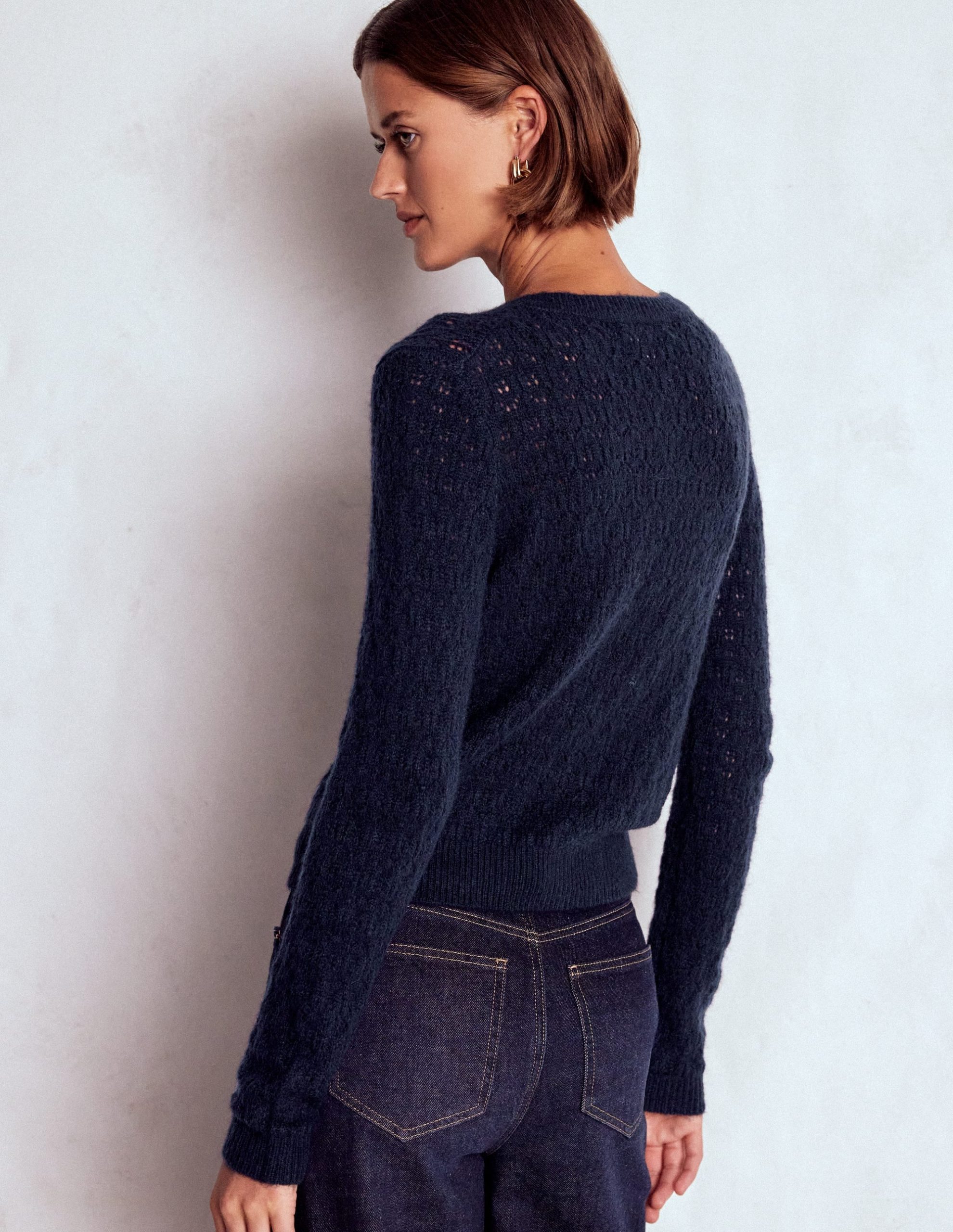 Jewel Button Cardigan-Navy - Image 3
