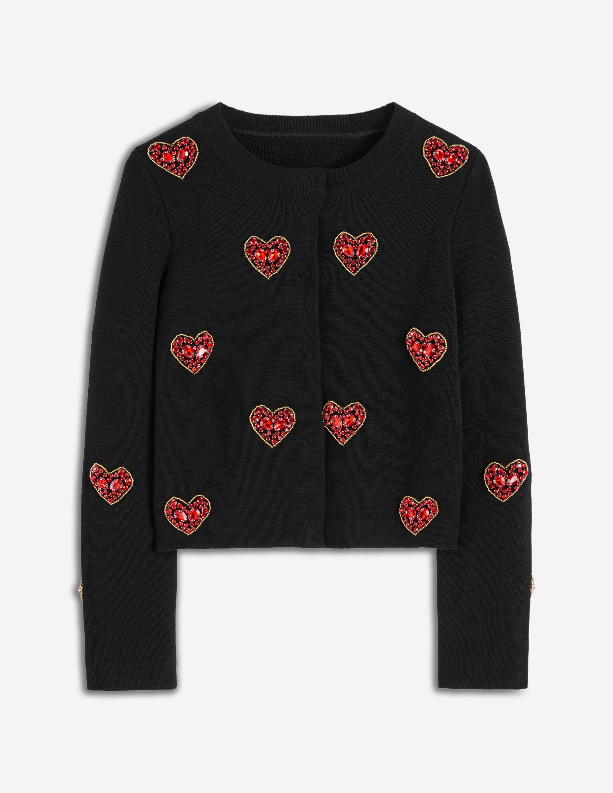 Jewelled Knitted Jacket-Black Hearts - Image 7