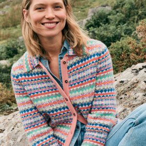 Edie Fair Isle Knitted Shirt-Pink Heritage Fair Isle