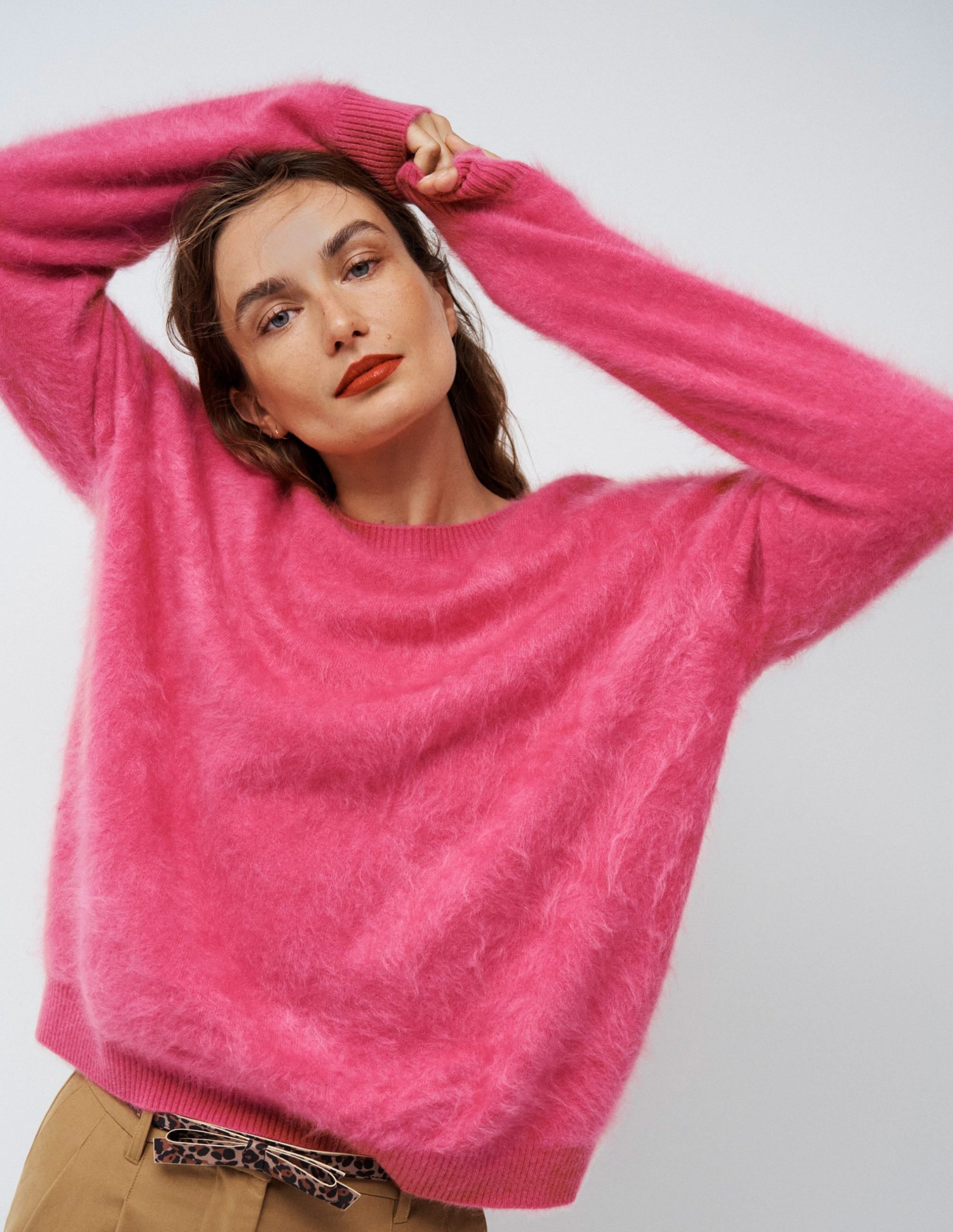 Brushed Cashmere Sweater-Pink Peony