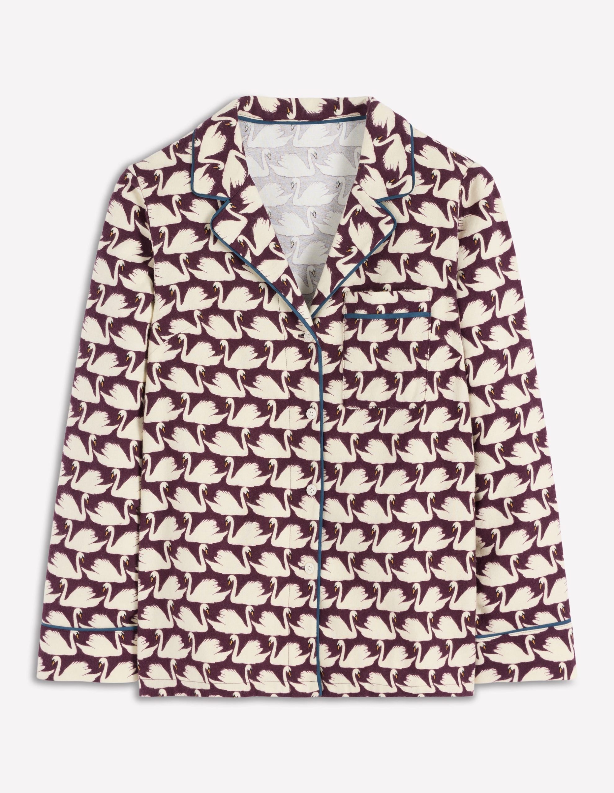 Brushed Cotton Pyjama Shirt-Winetasting. Geo Swan - Image 5