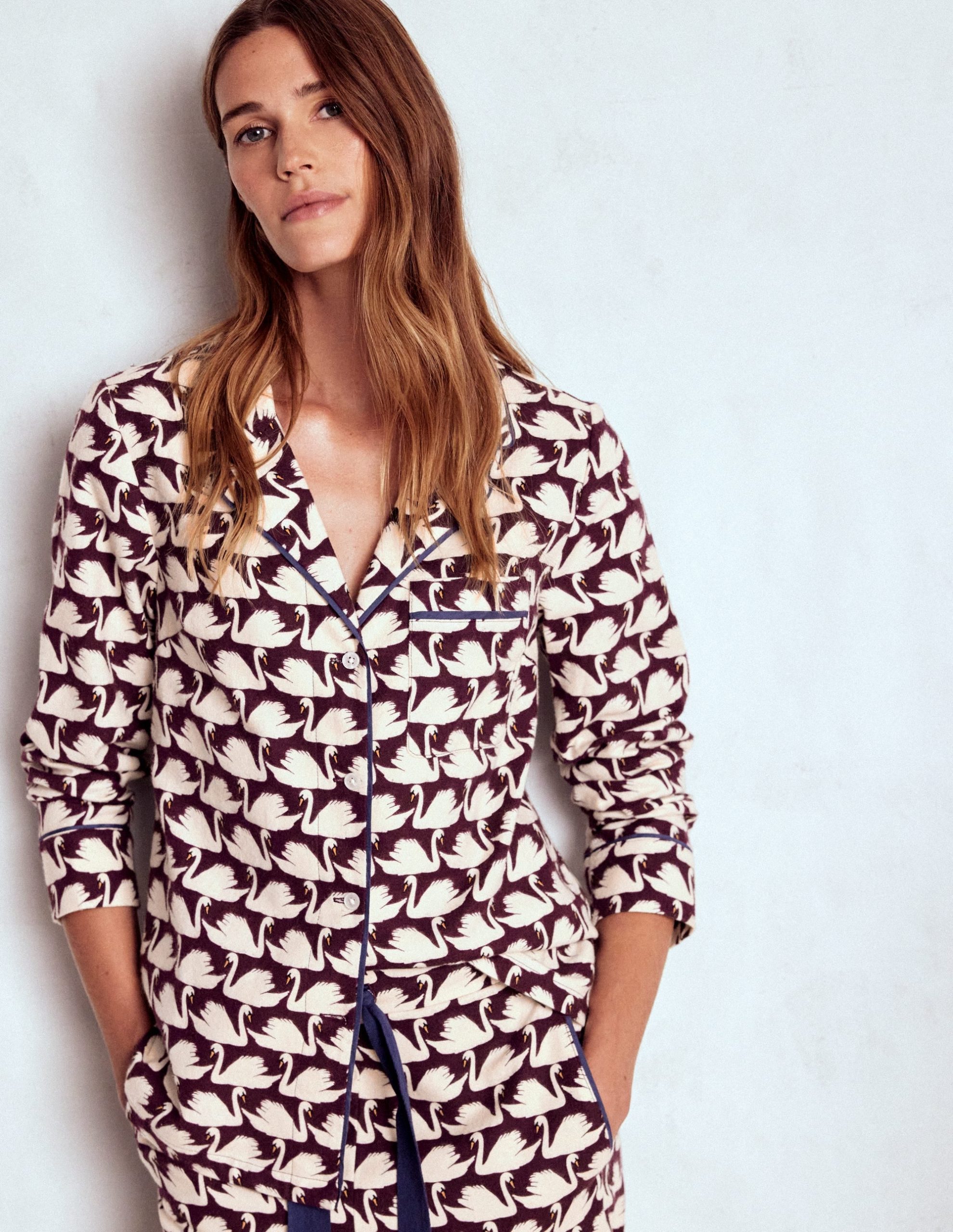 Brushed Cotton Pyjama Shirt-Winetasting. Geo Swan - Image 4