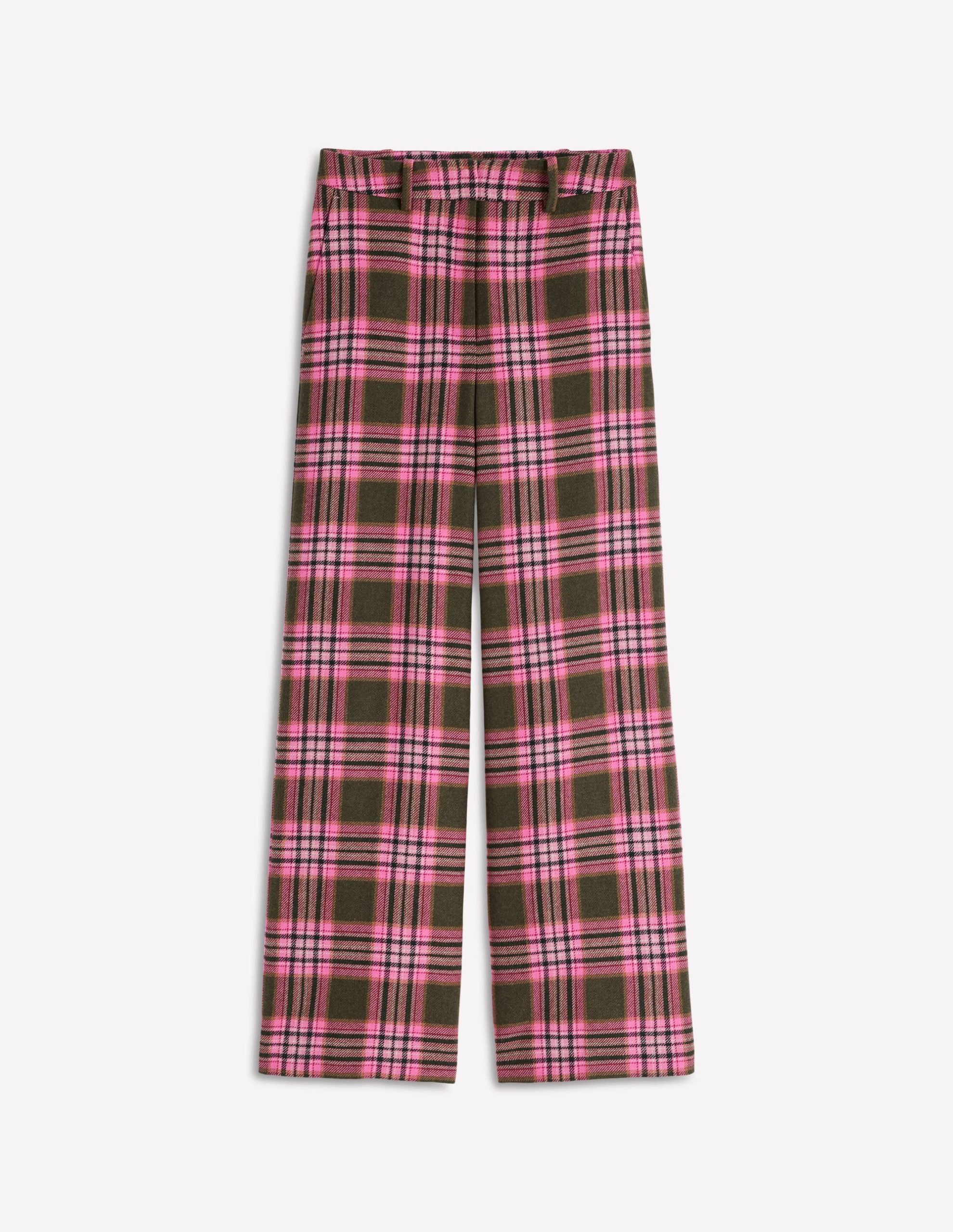 Belgravia Wool Pants-Olive. Green and Pink Check - Image 7