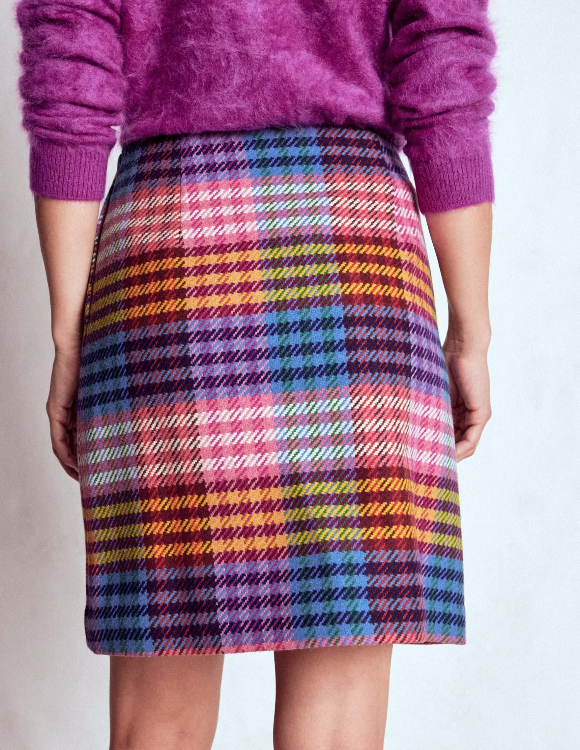 Gia Wool Skirt-Rainbow Blanket MultiGingham - Image 4