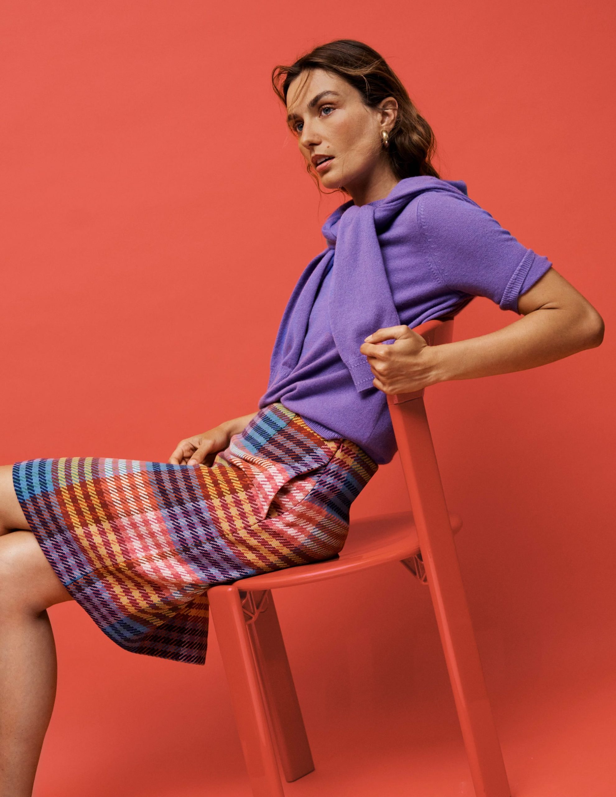 Gia Wool Skirt-Rainbow Blanket MultiGingham