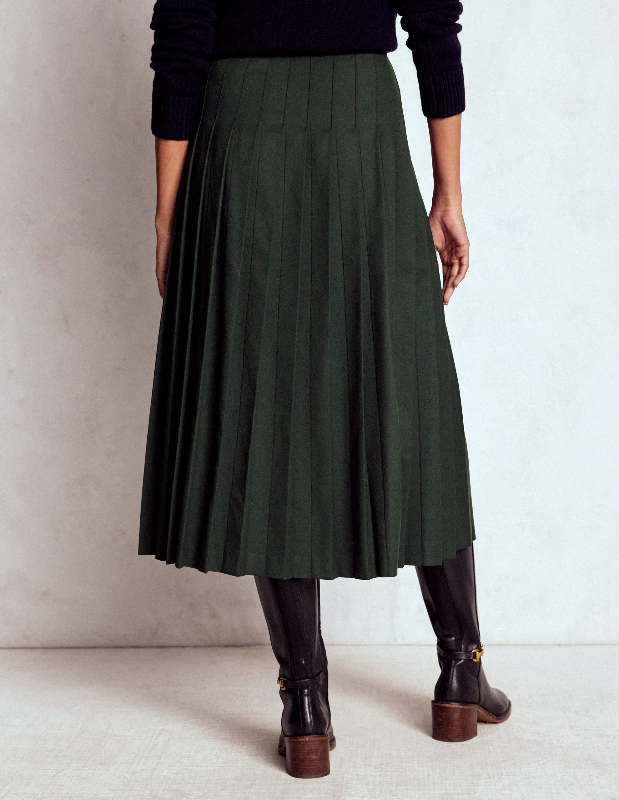 Josephine Kilt Midi Skirt-Hunter Green - Image 3