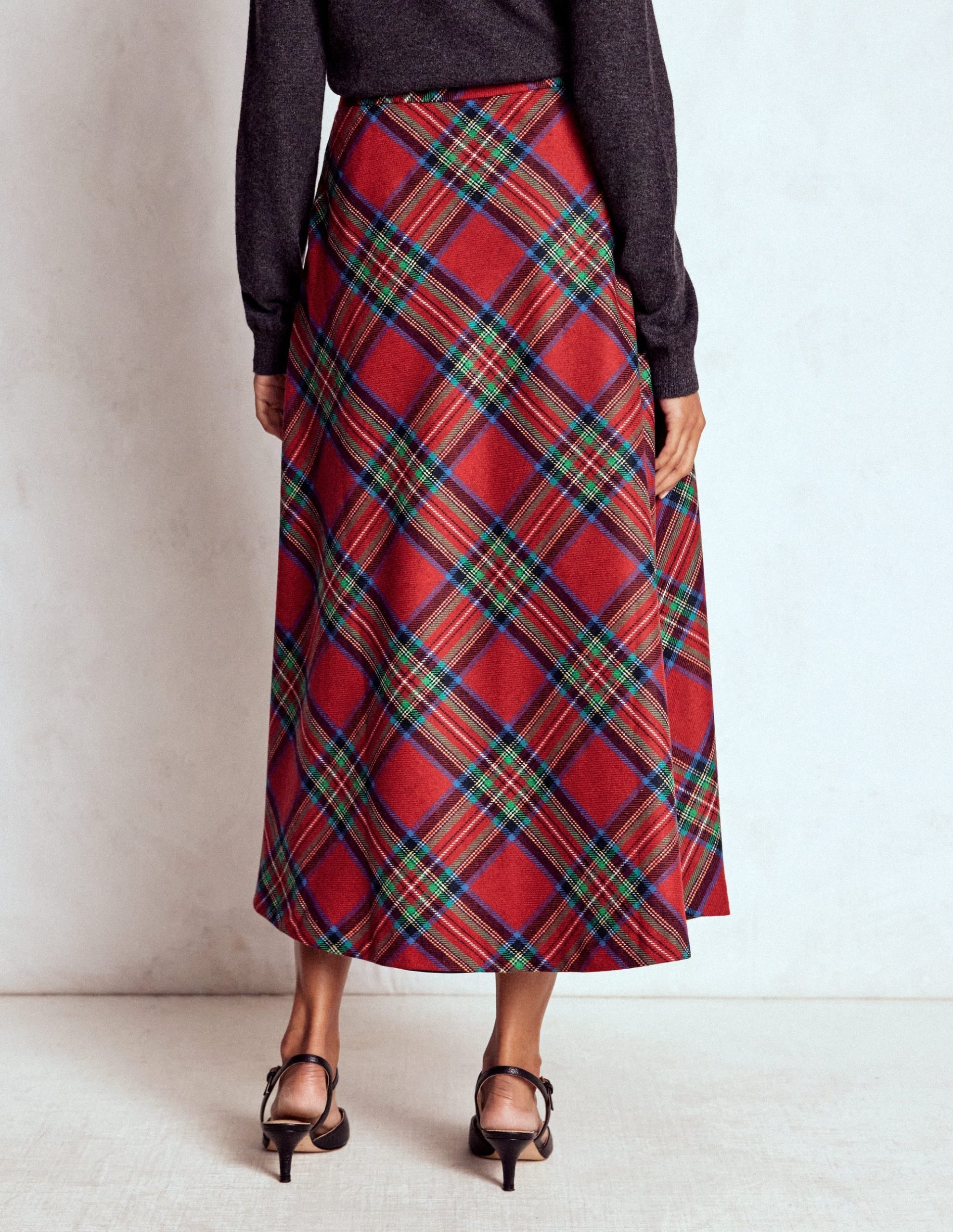 Hayley Wool Midi Skirt-Red. Blue and Green Check - Image 3