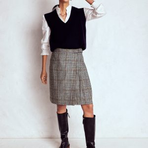 Helen Wool Kilt Skirt-Blue and Grey Prince of Wales