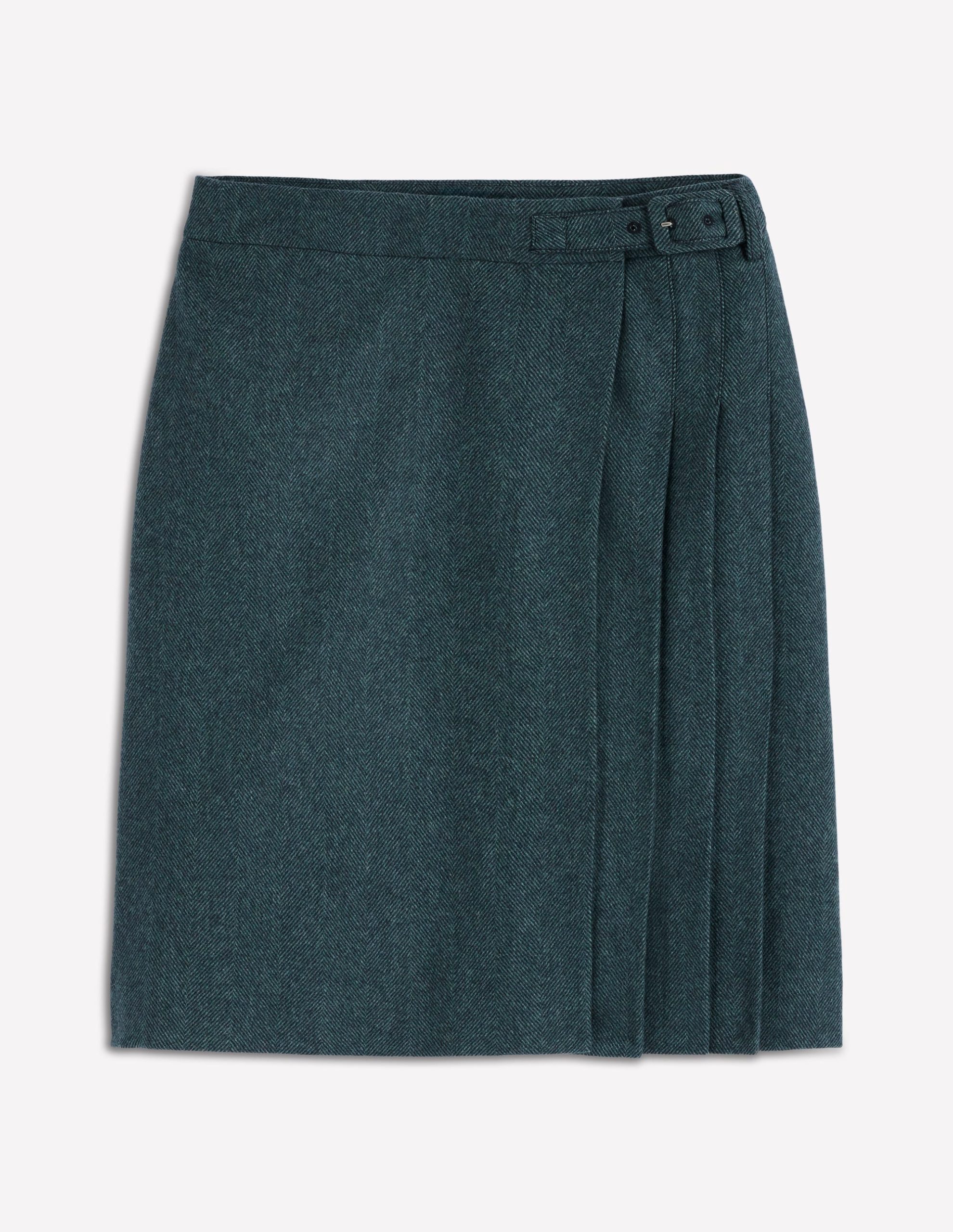 Helen Wool Kilt Skirt-Green and Navy Herringbone - Image 5