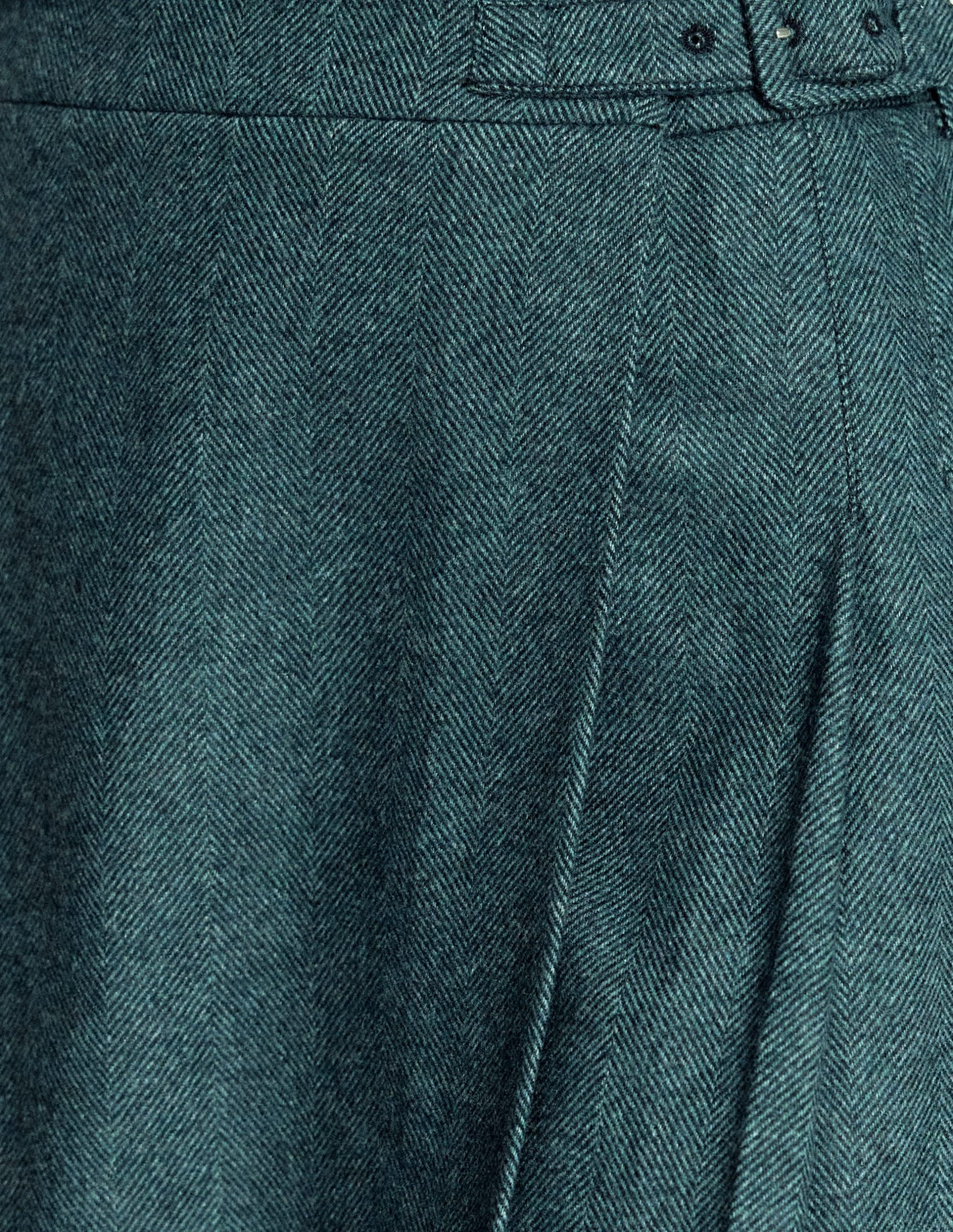 Helen Wool Kilt Skirt-Green and Navy Herringbone - Image 2