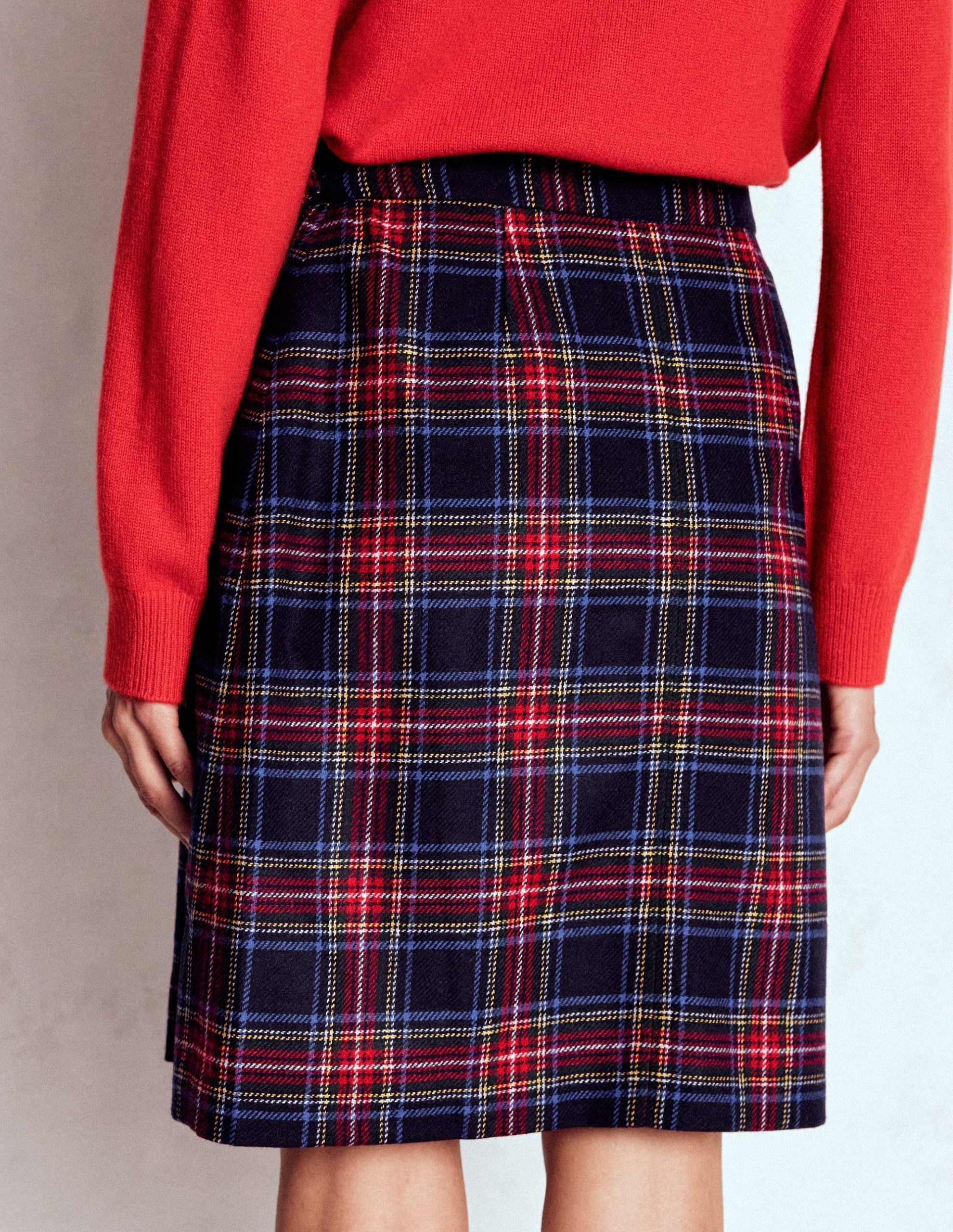Helen Wool Kilt Skirt-Navy. Green and Red Check - Image 3