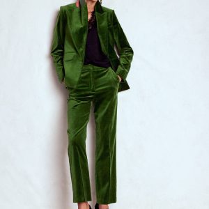 Canonbury Velvet Pants-Green Fir