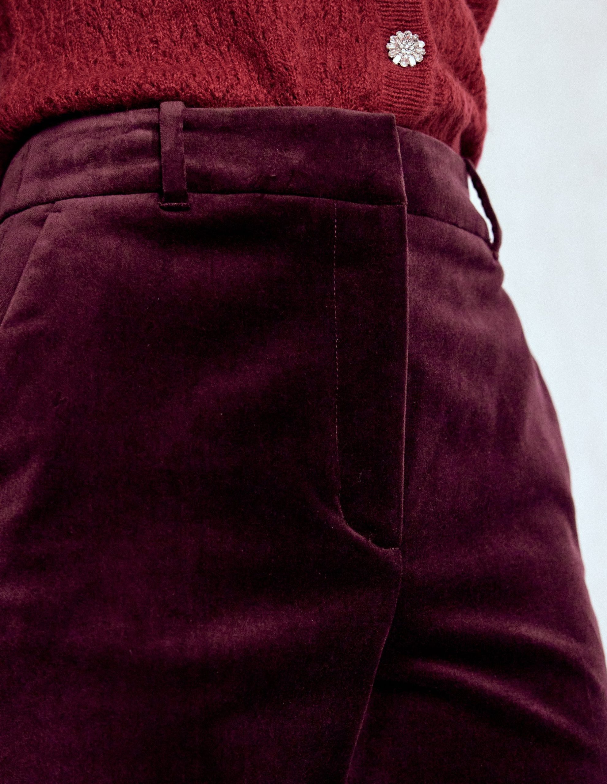 Canonbury Velvet Pants-Dark Cherry - Image 2