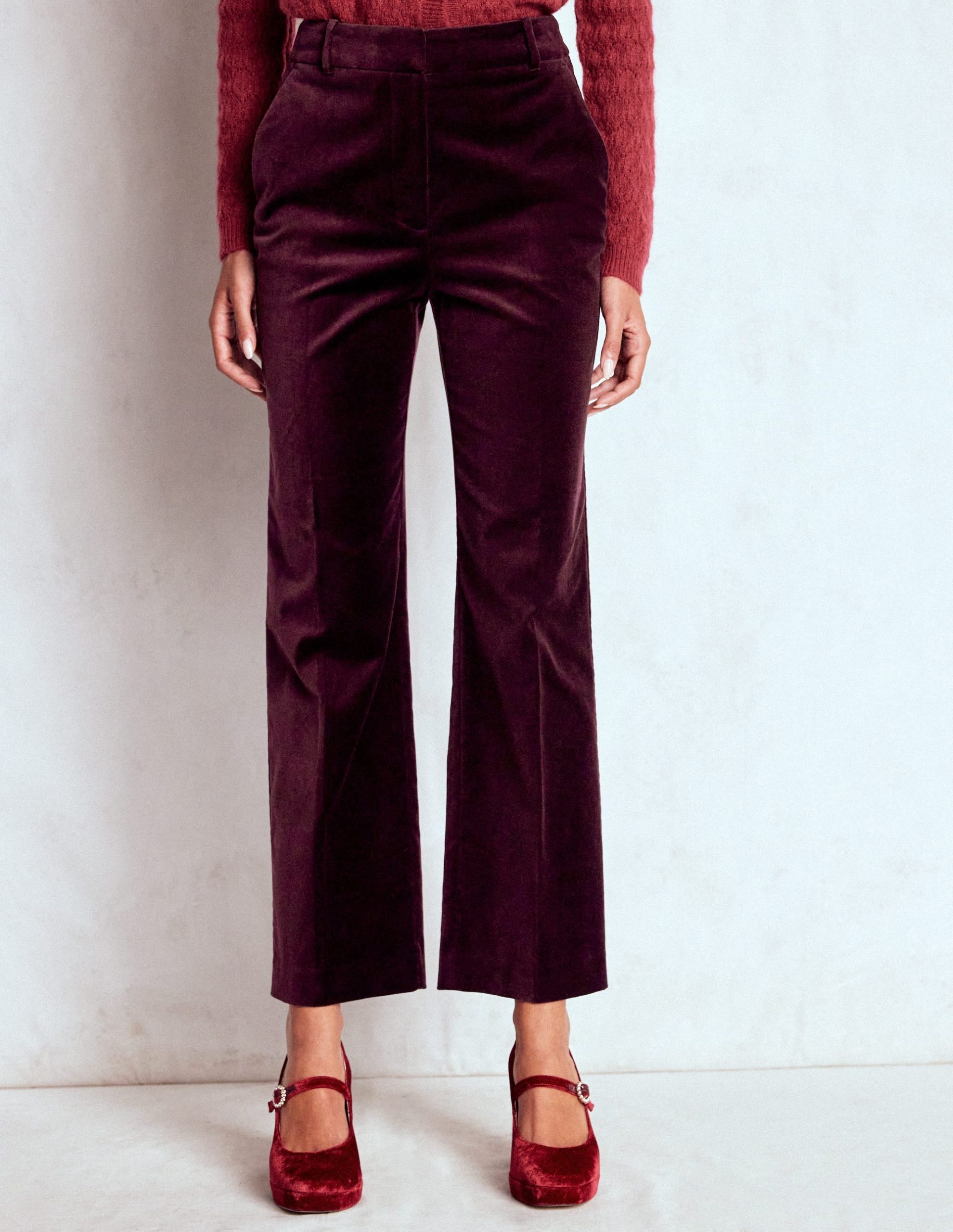 Canonbury Velvet Pants-Dark Cherry - Image 5