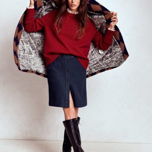 Cecelia Textured Skirt-Navy