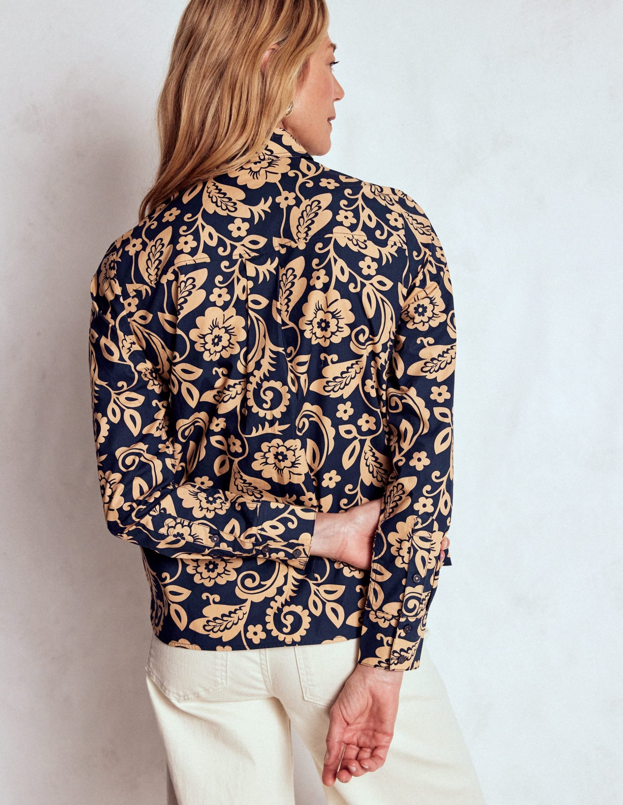 Sienna Cotton Shirt-French Navy. Ornate Flora - Image 3