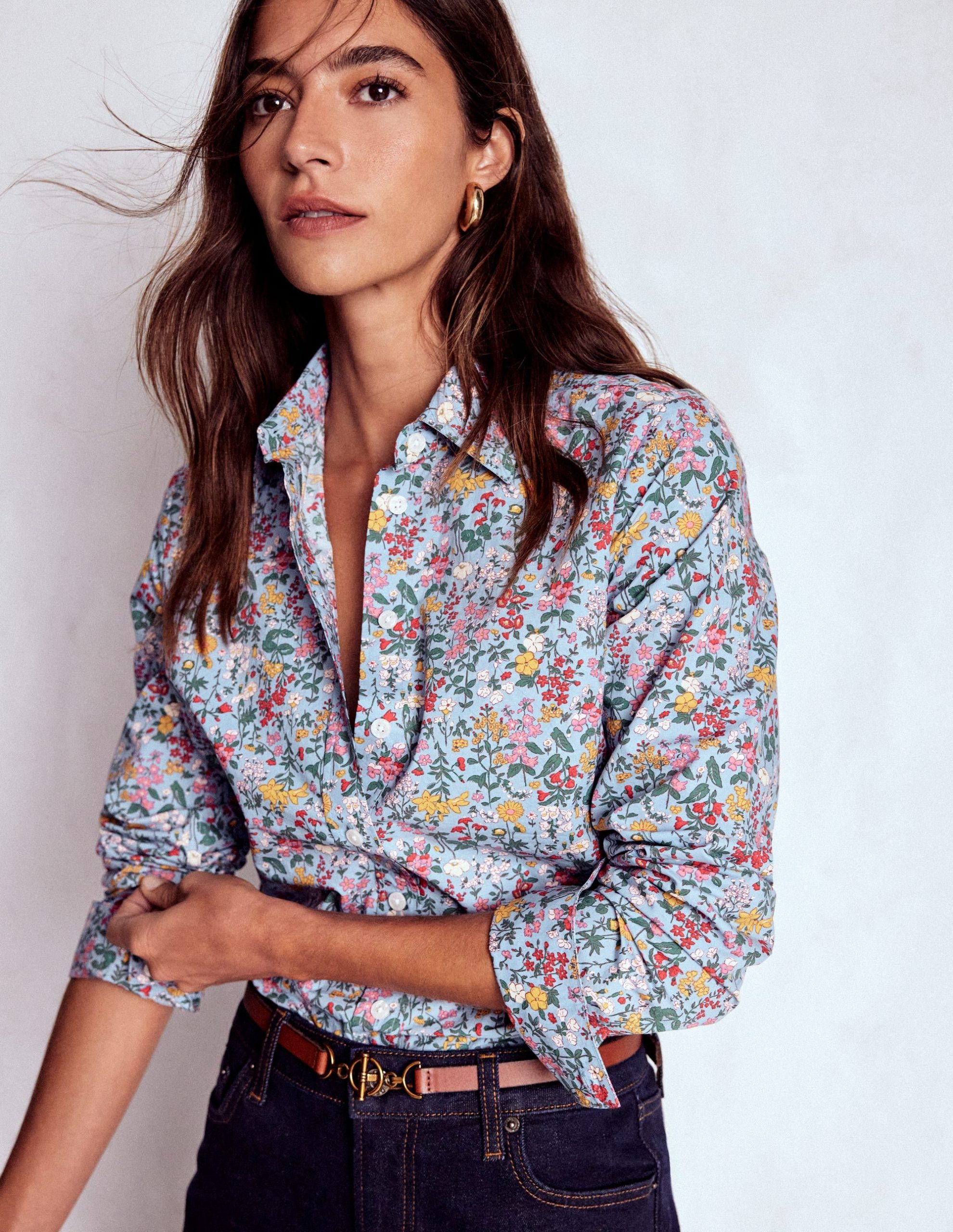 Sienna Cotton Shirt-Windward Blue. Delicate Meadow - Image 5