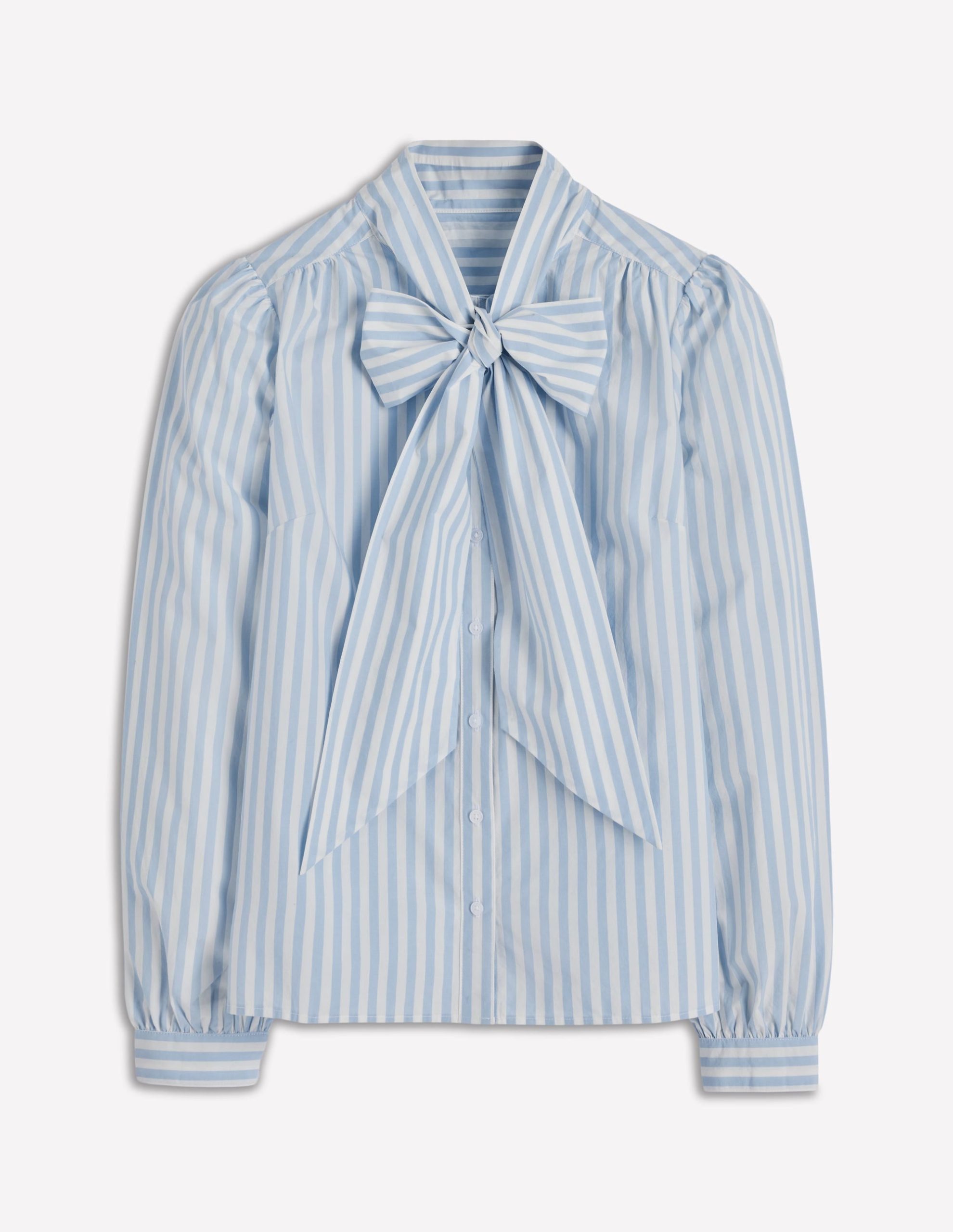 Tie Neck Top-Glacier Blue and Ivory Stripe - Image 7