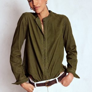Victoria Cord Shirt-Woodland Green