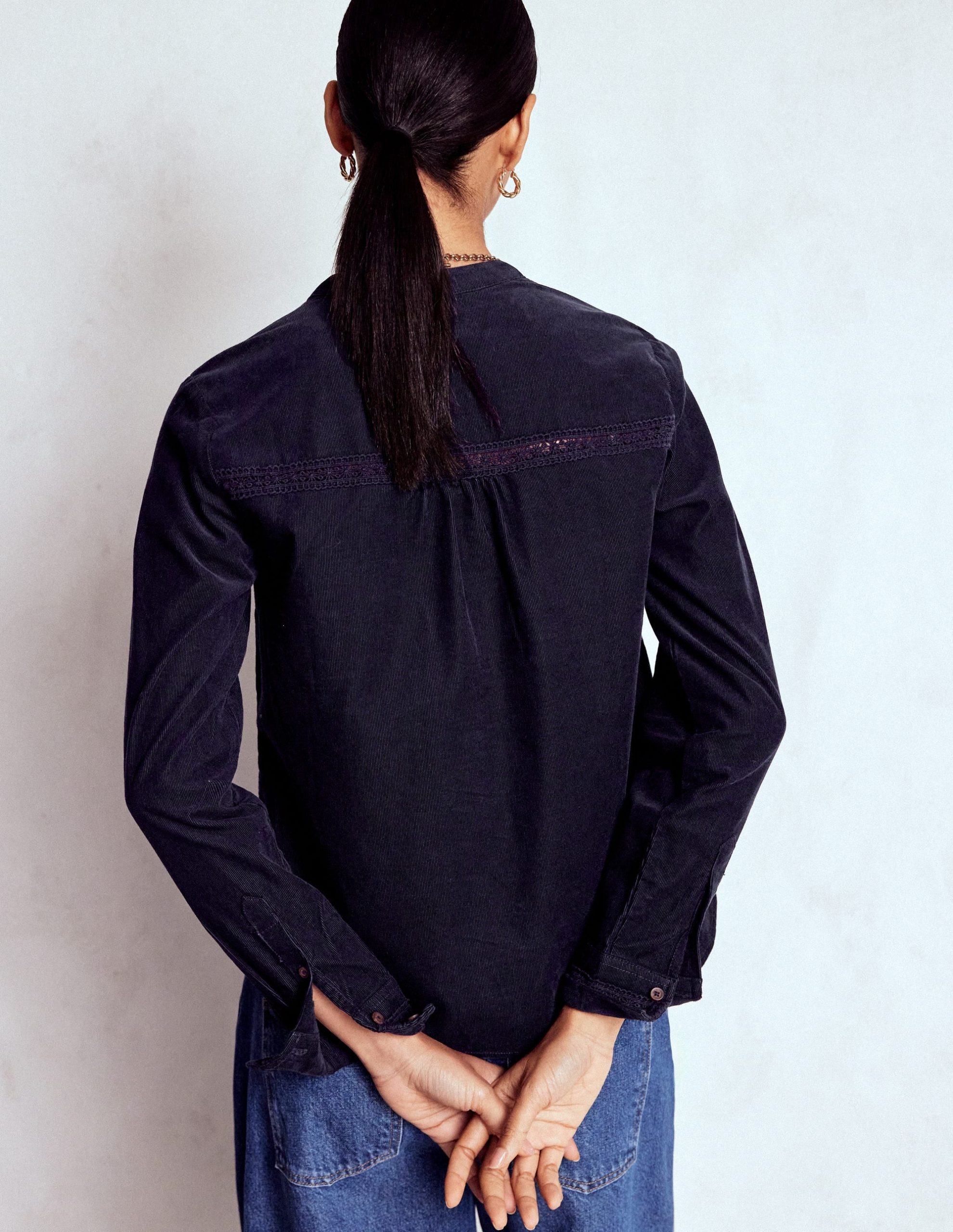Victoria Cord Shirt-Navy - Image 3