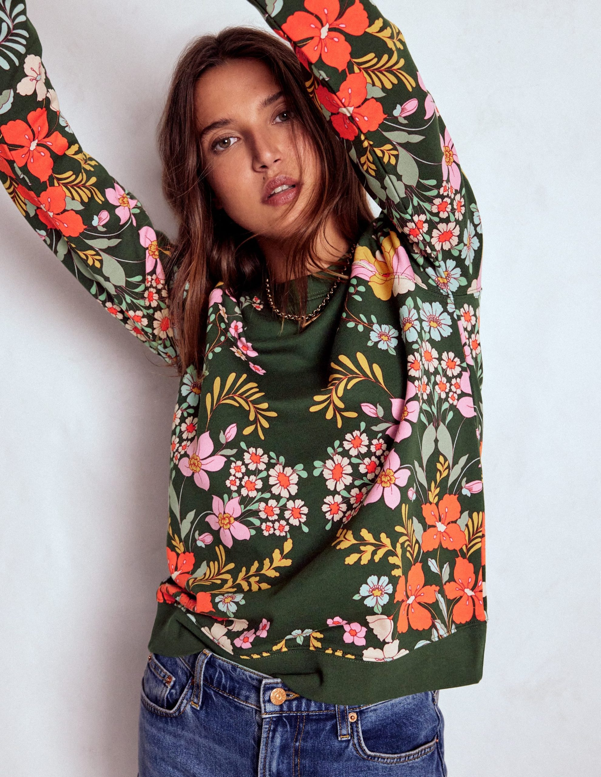 Rosa Printed Sweatshirt-Forest. Flourishing Garden - Image 5