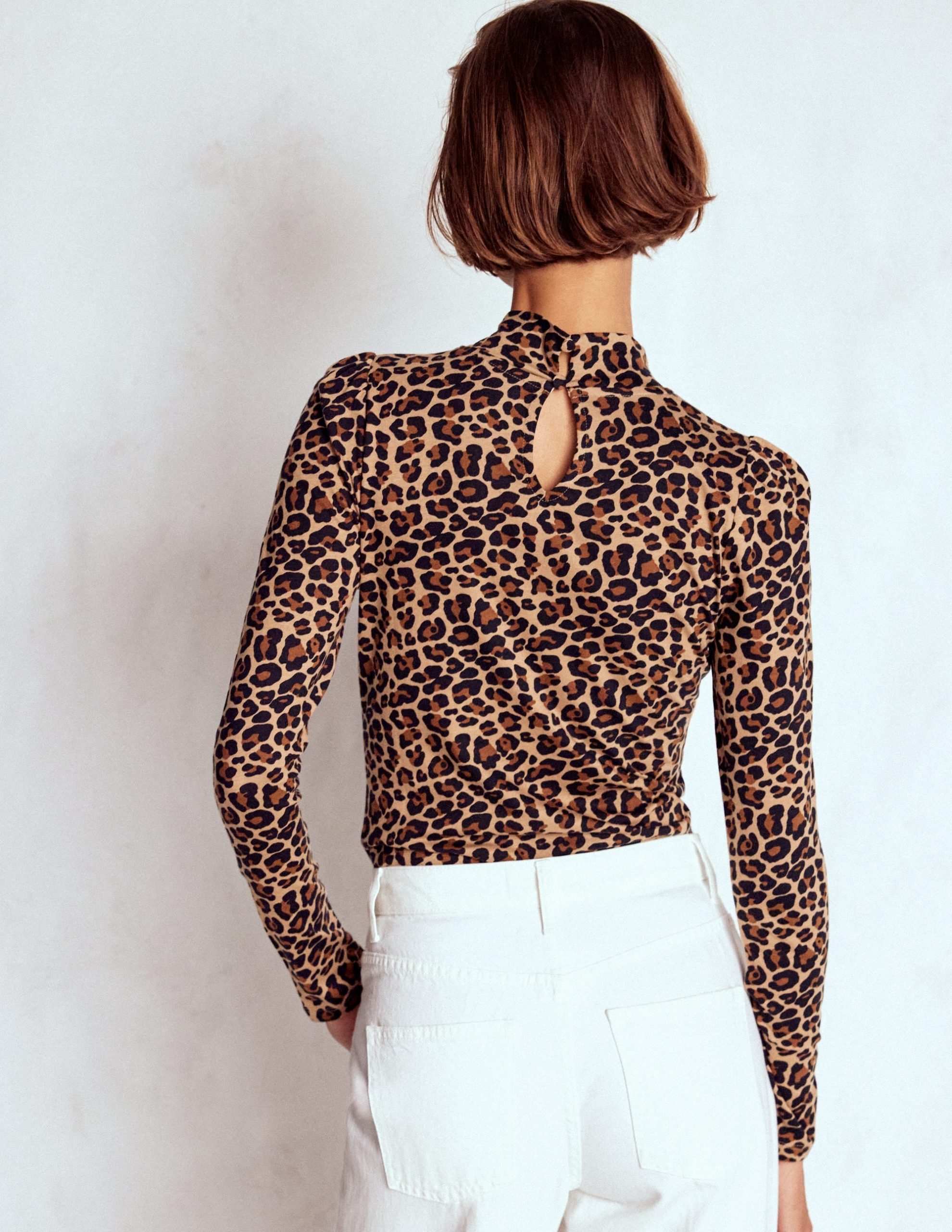 Puff Shoulder Jersey Top-Multi. Cheetah Pop - Image 3