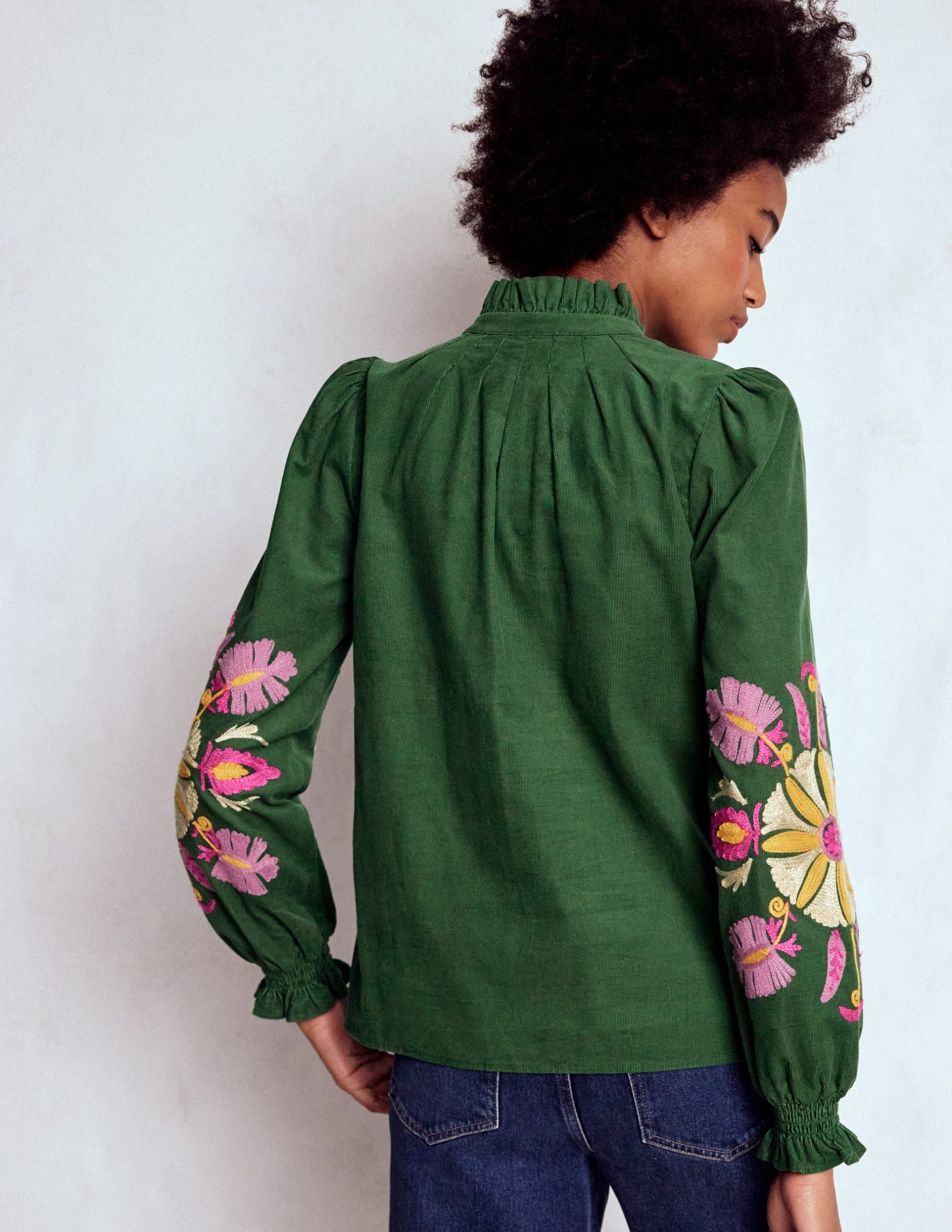 Lorna Cord Top-Hunter Green Embroidered - Image 3