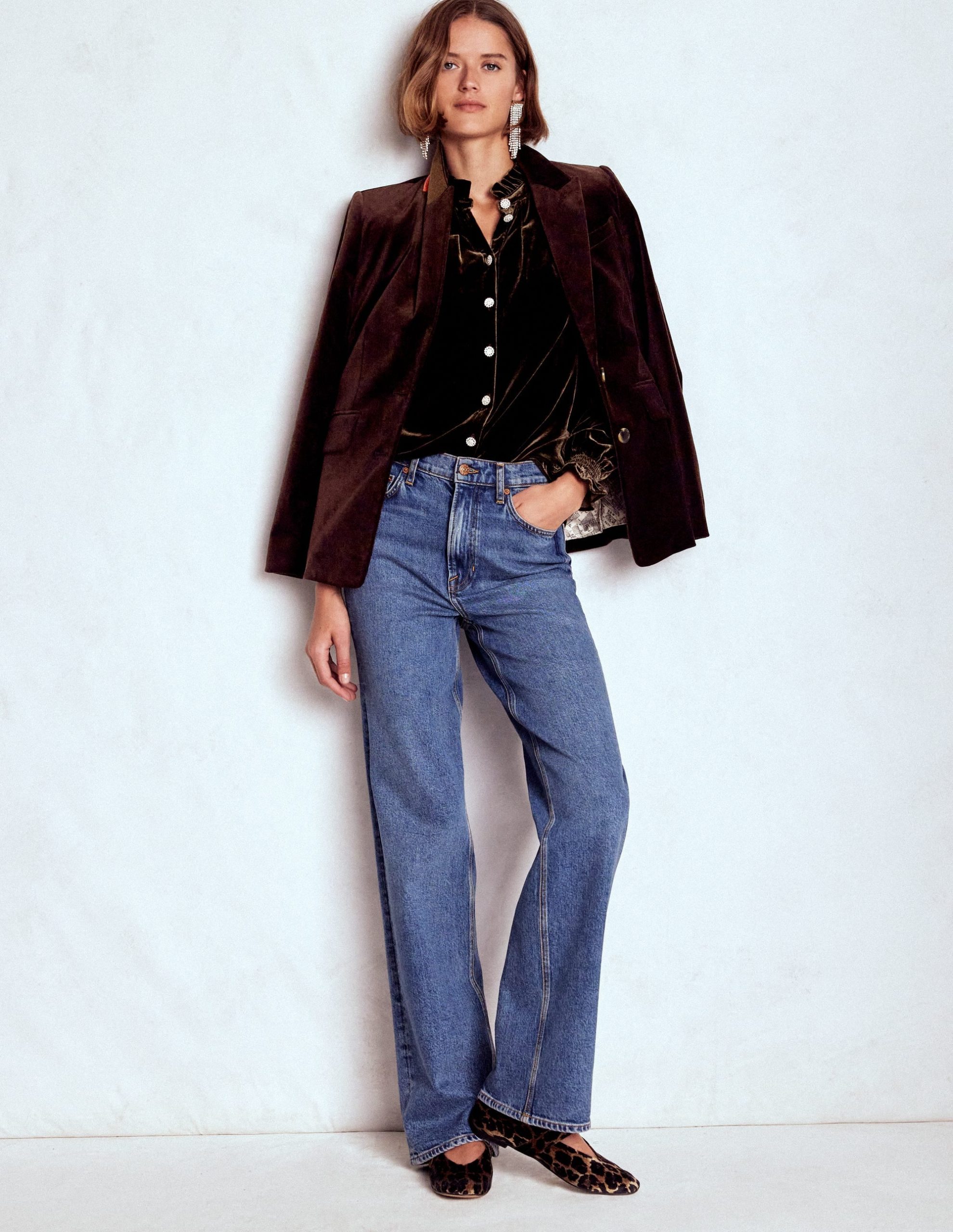 Lorna Pleat Neck Velvet Top-Espresso - Image 7