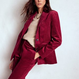 Stamford Cord Blazer-Burgundy Red
