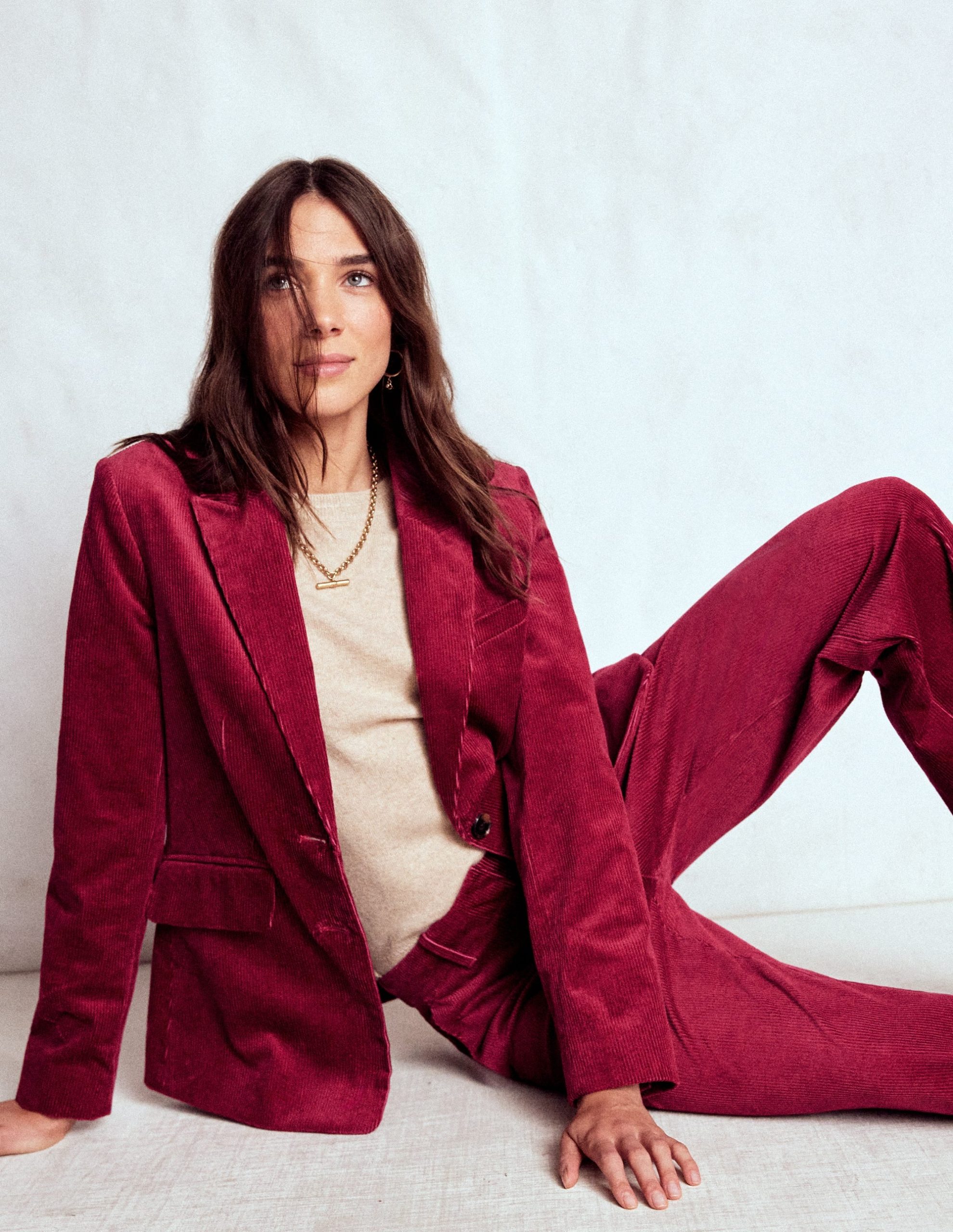 Stamford Cord Blazer-Burgundy Red - Image 3