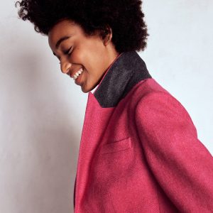 Stamford Wool-Blend Blazer-Red and Pink Wide Herringbone